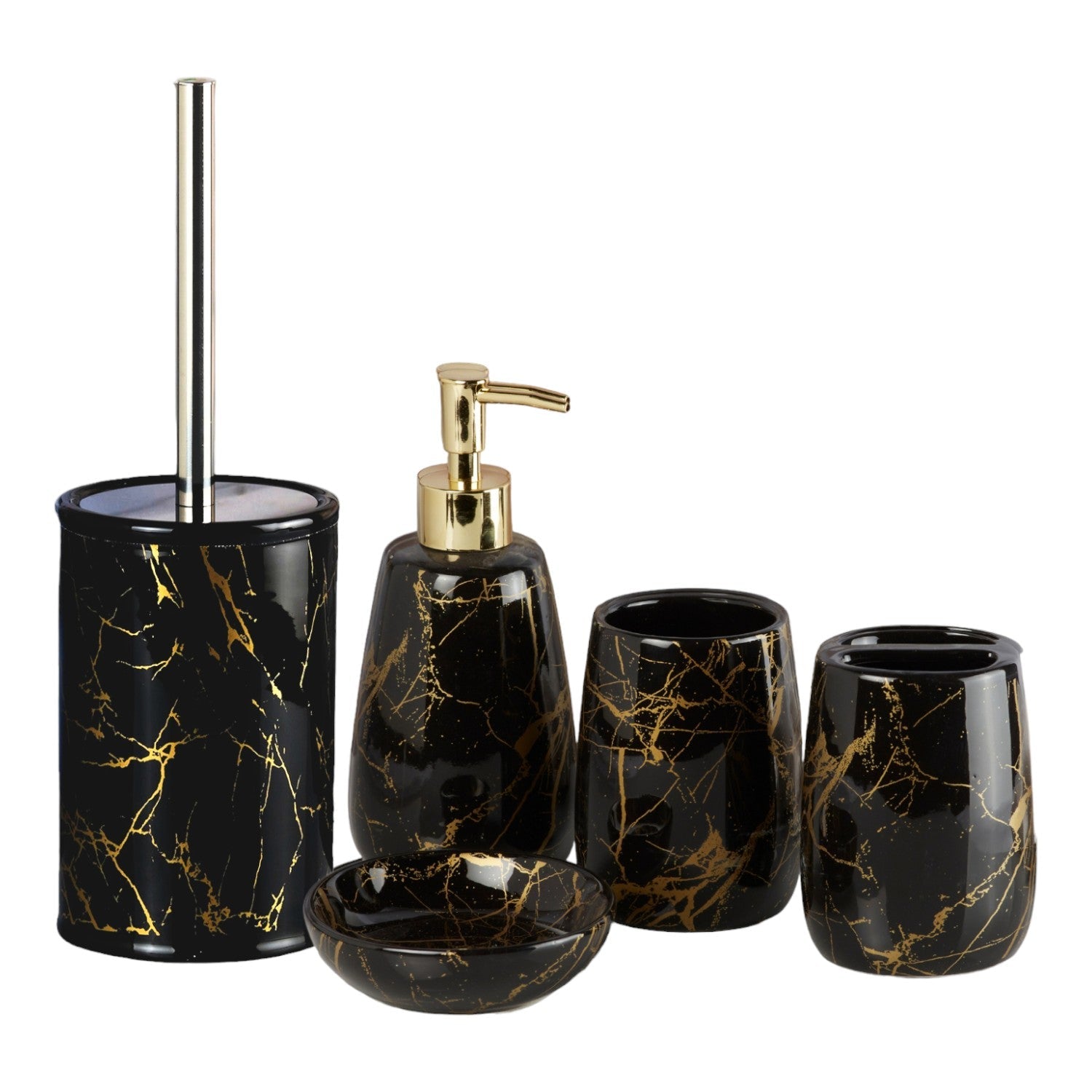 Ceramic Bathroom Set of 5 with Soap Dispenser (11049)