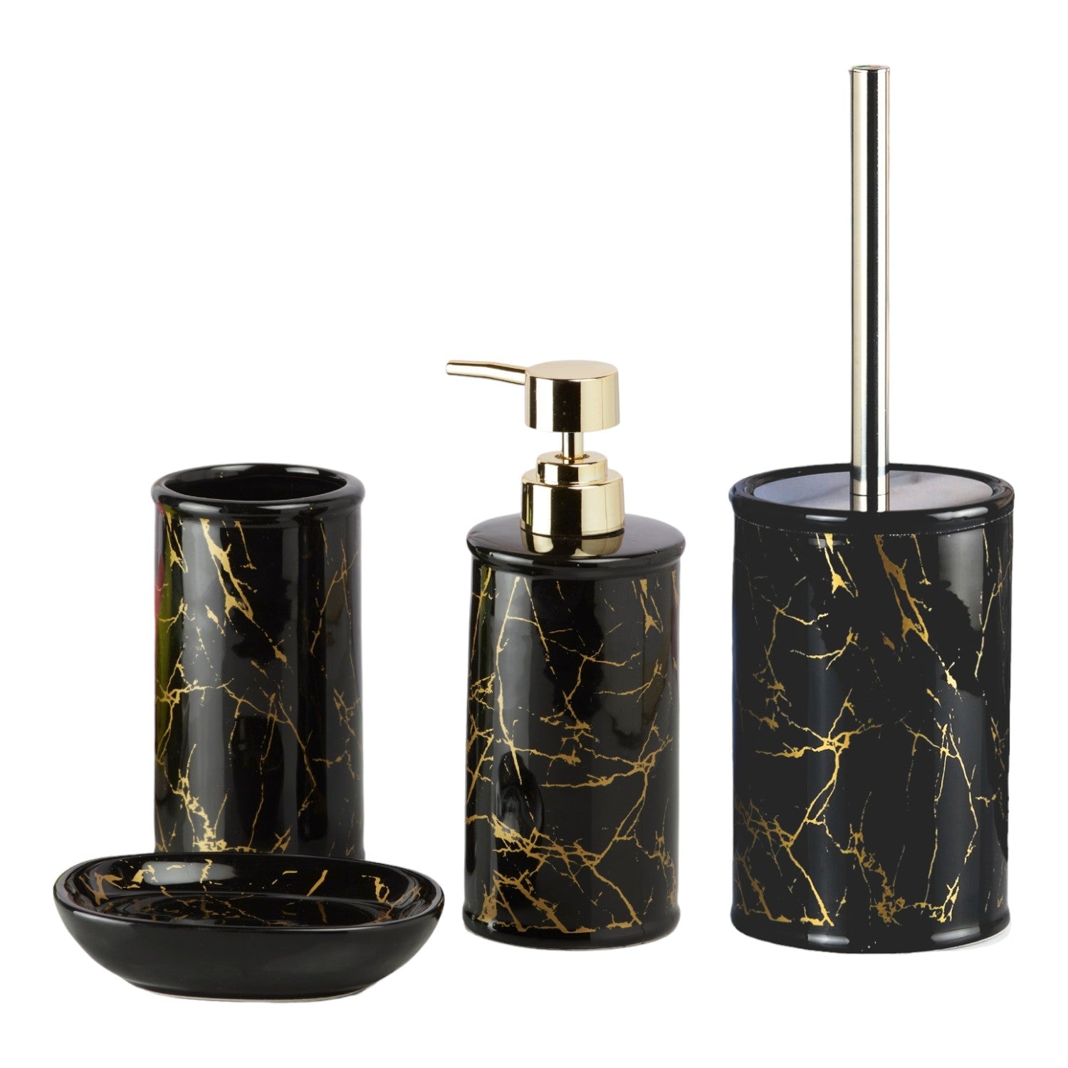 Kookee Ceramic Bathroom Sets, Black, ART11053