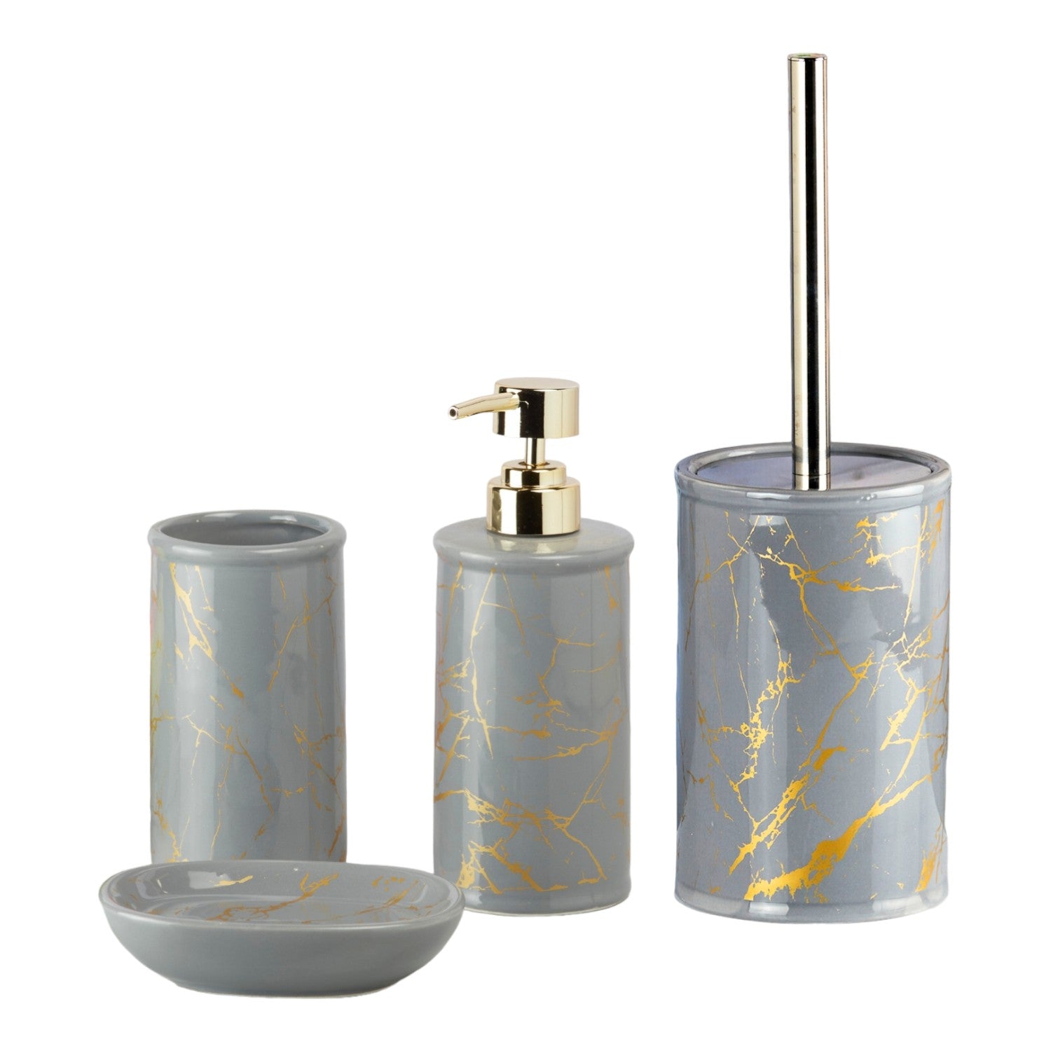 Kookee Ceramic Bathroom Sets, Grey, ART11055