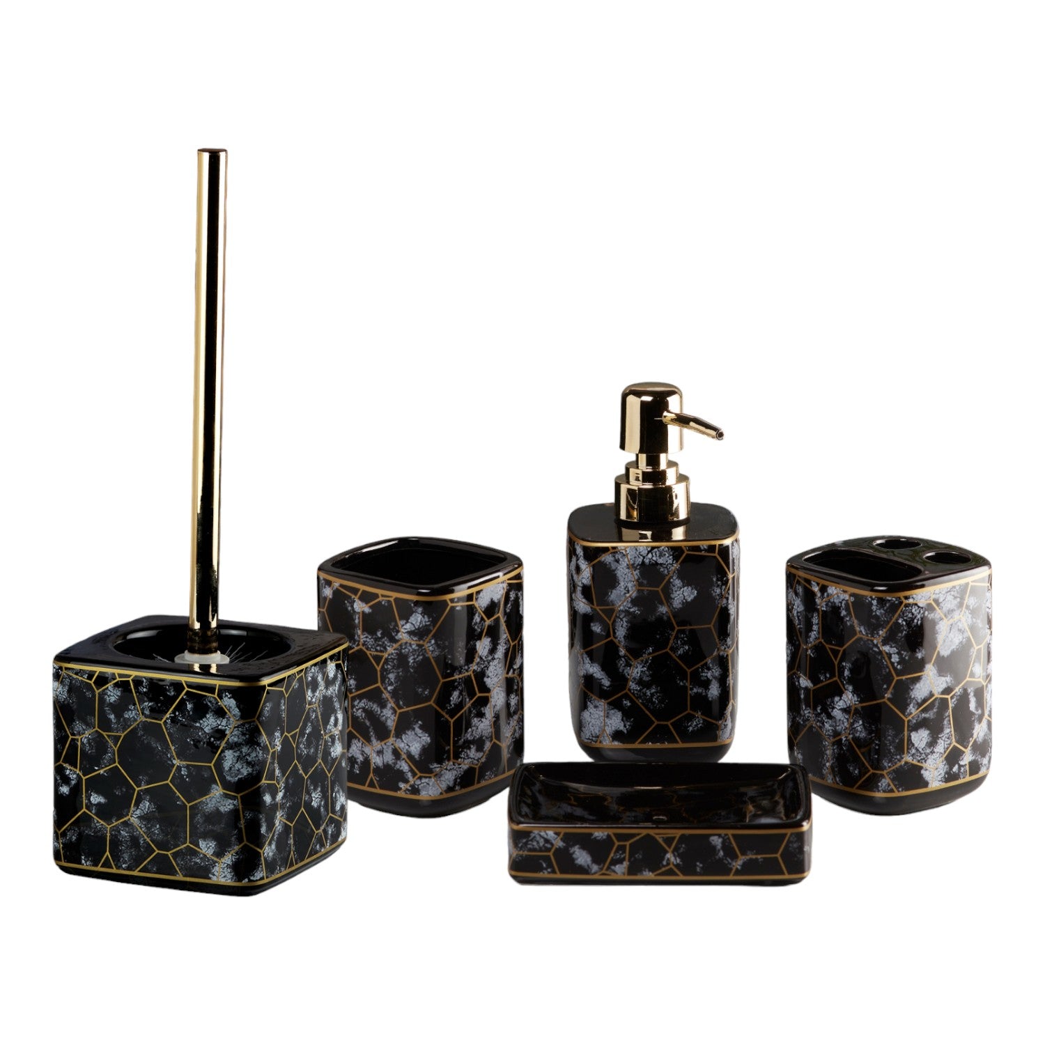 Kookee Ceramic Bathroom Sets, Black, ART11060