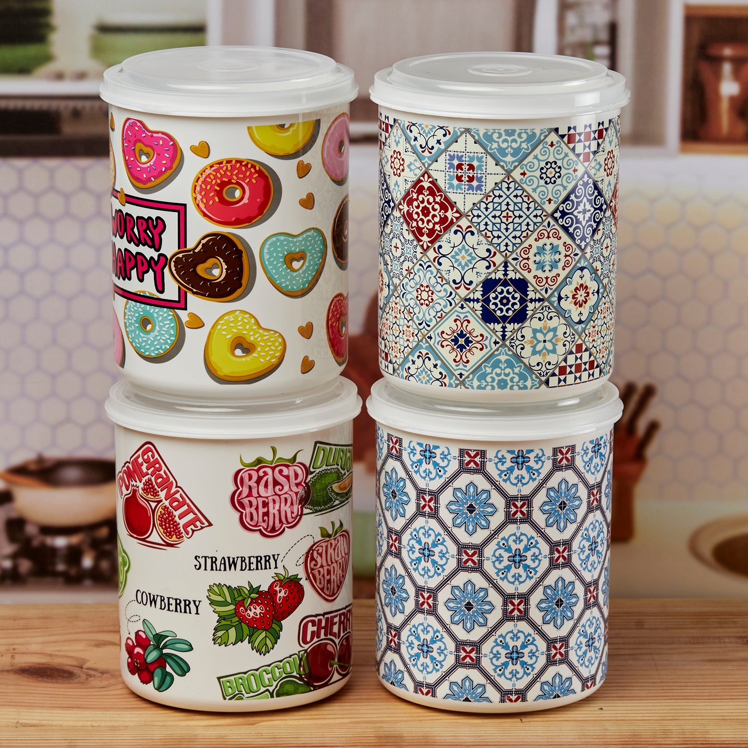 Plastic Airtight Container with Lid, Set of 3, Round (10686)