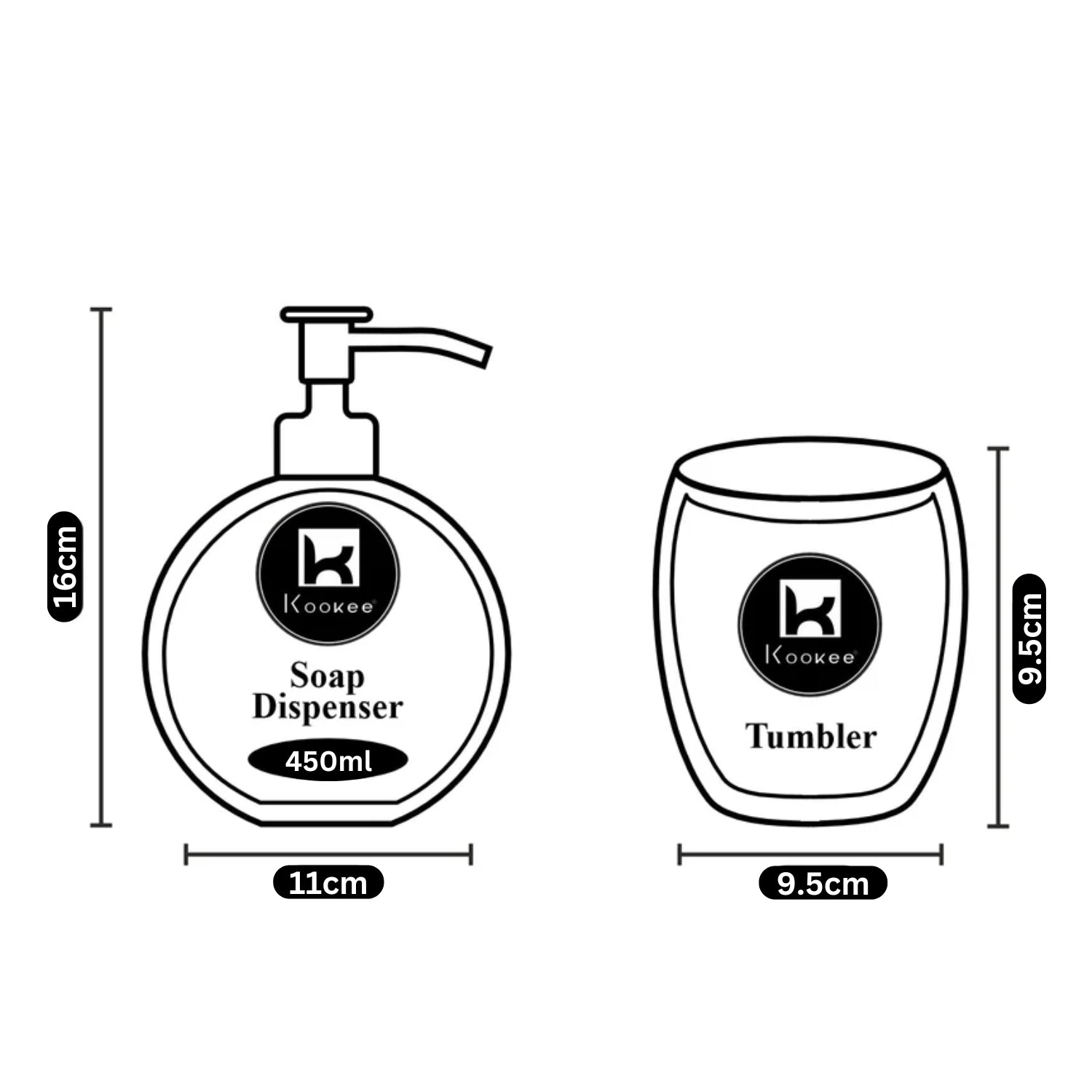 Kookee Ceramic Bathroom Sets, White, ART11108