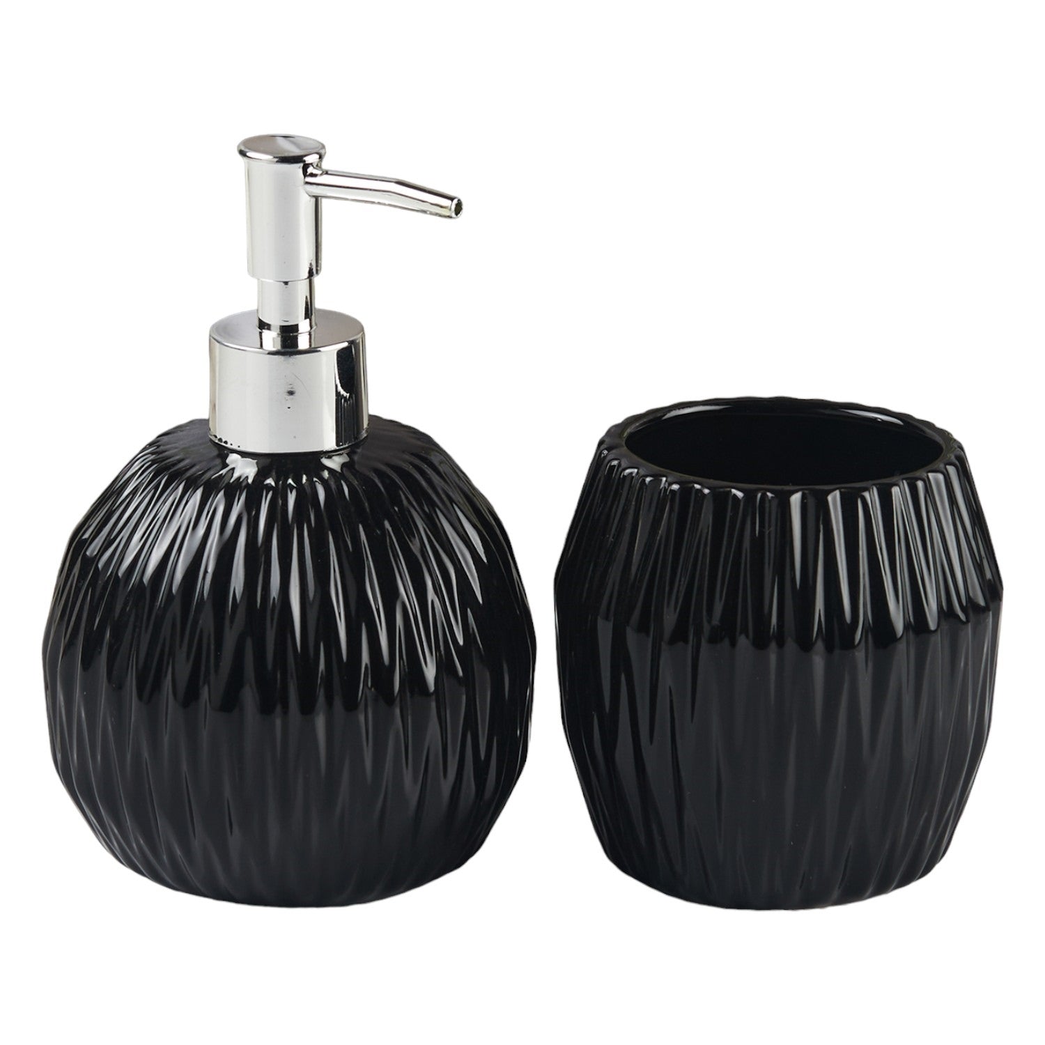 Ceramic Bathroom Accessories Set of 2 with Soap Dispenser (11106)