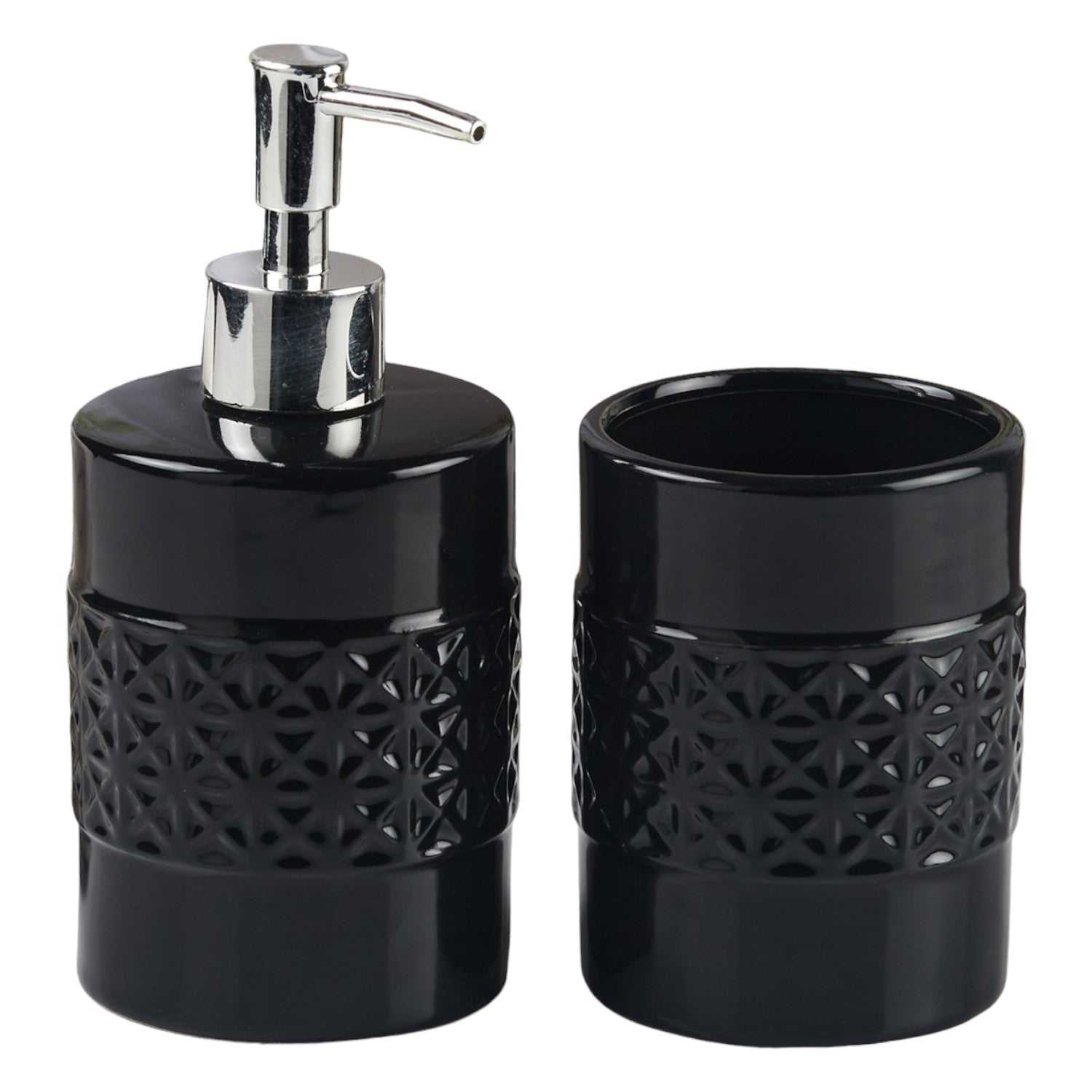 Ceramic Bathroom Accessories Set of 2 with Soap Dispenser (11109)