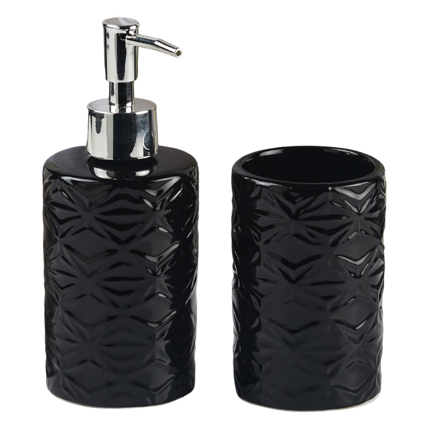 Ceramic Bathroom Accessories Set of 2 with Soap Dispenser (11112)