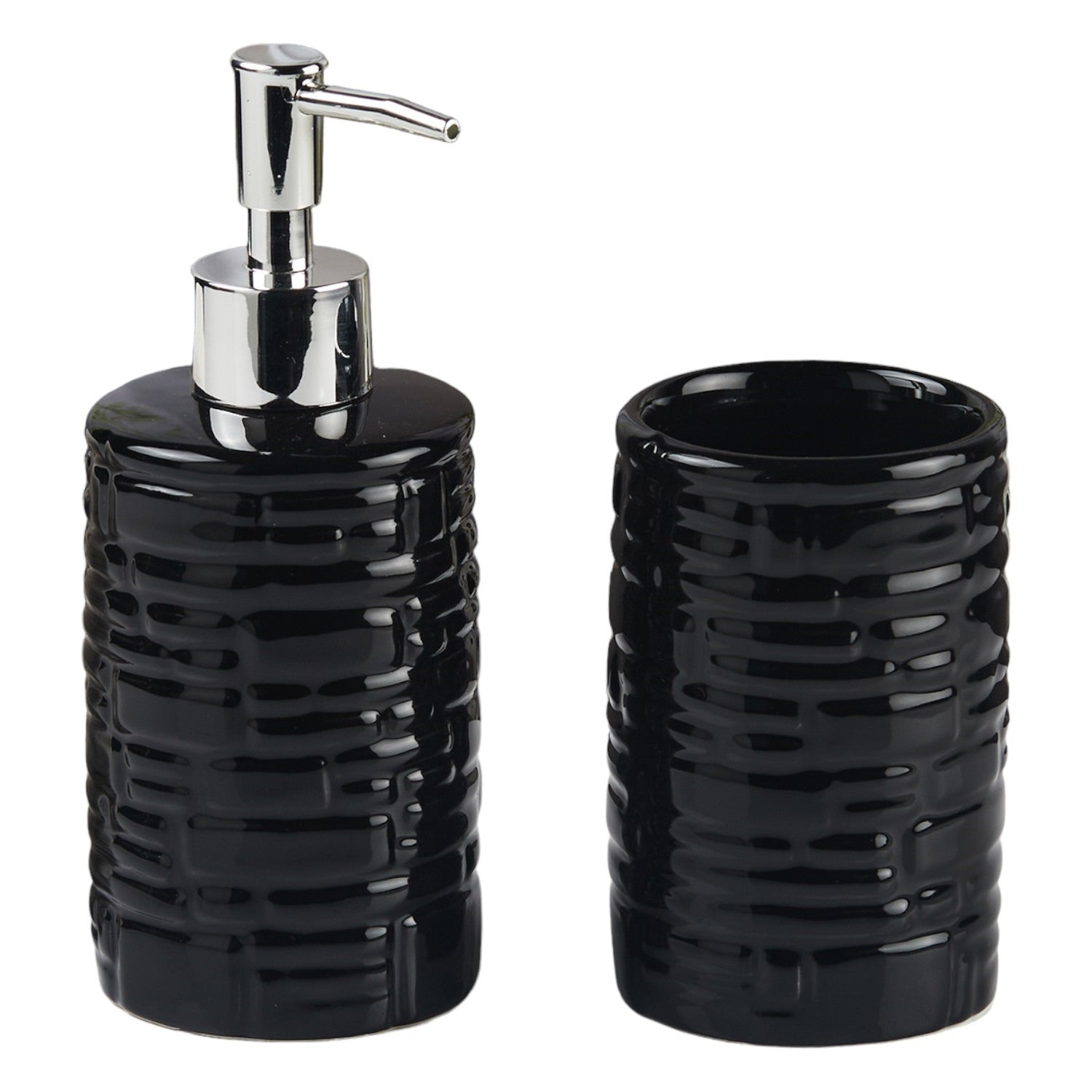Ceramic Bathroom Accessories Set of 2 with Soap Dispenser (11115)
