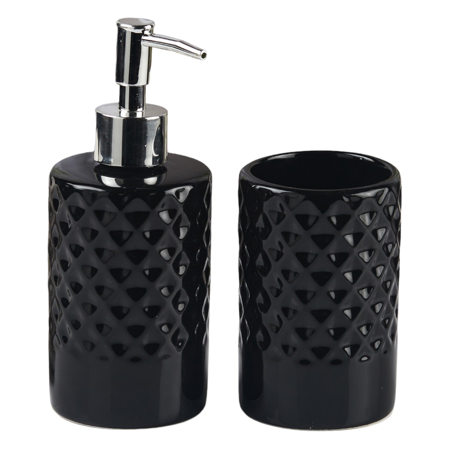 Ceramic Bathroom Accessories Set of 2 with Soap Dispenser (11118)