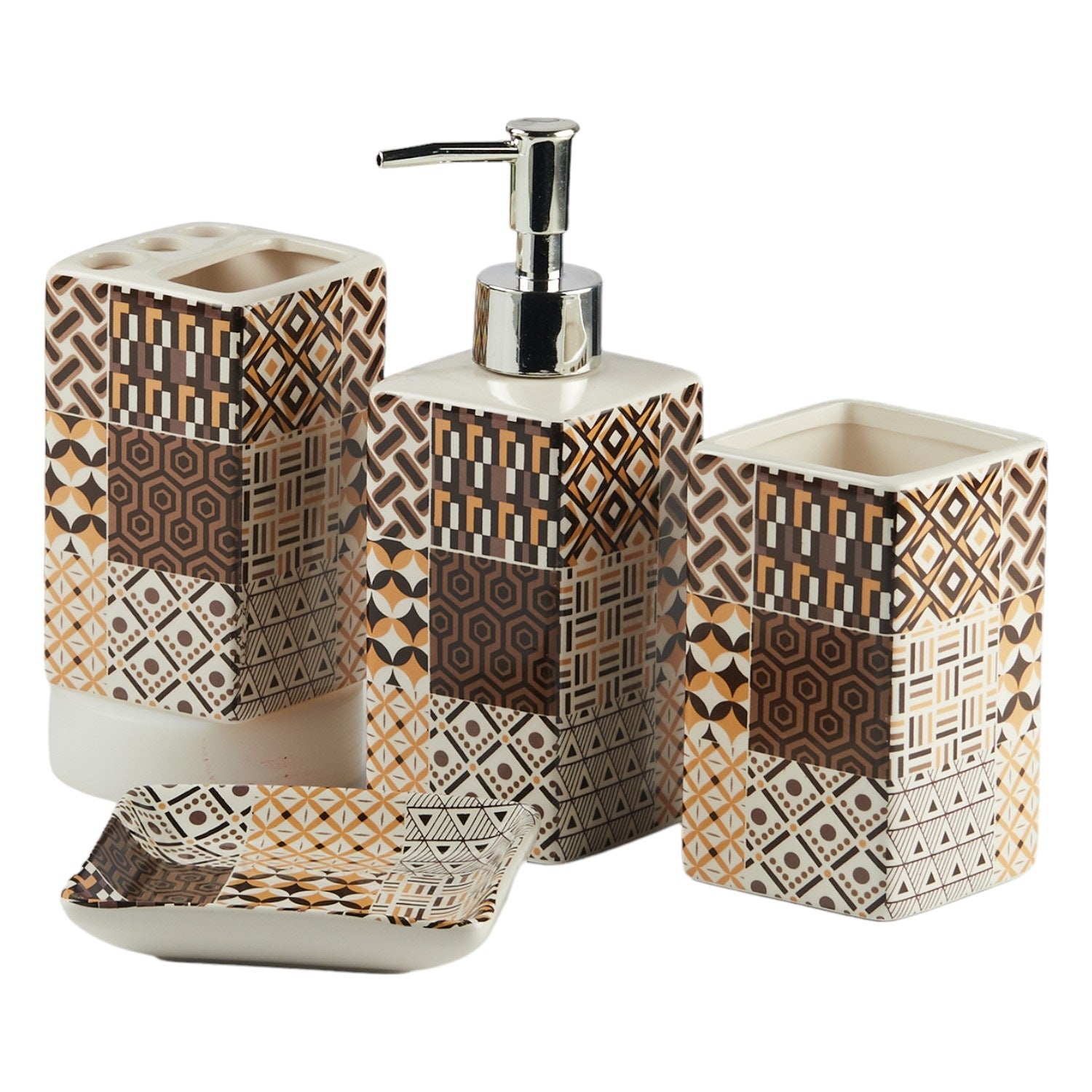 Kookee Ceramic Bathroom Sets, Brown, ART11124