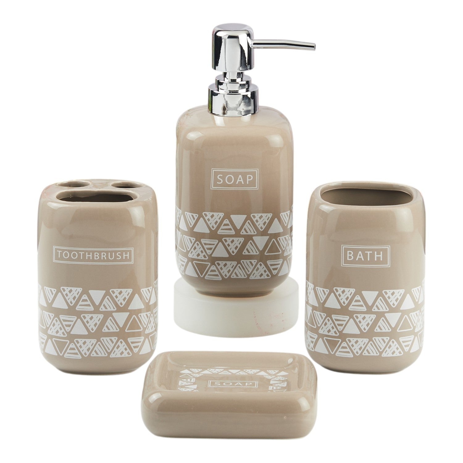 Kookee Ceramic Bathroom Sets, Brown, ART11126