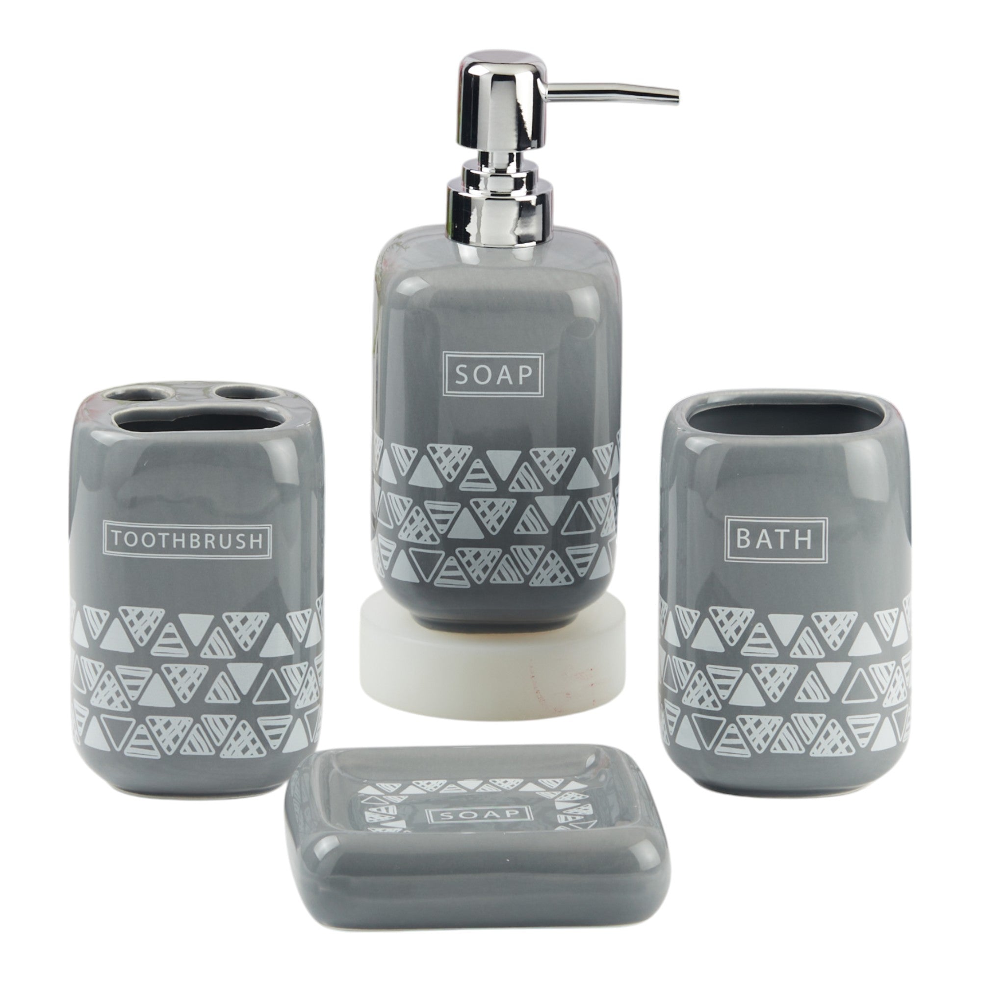 Kookee Ceramic Bathroom Sets, Grey, ART11127