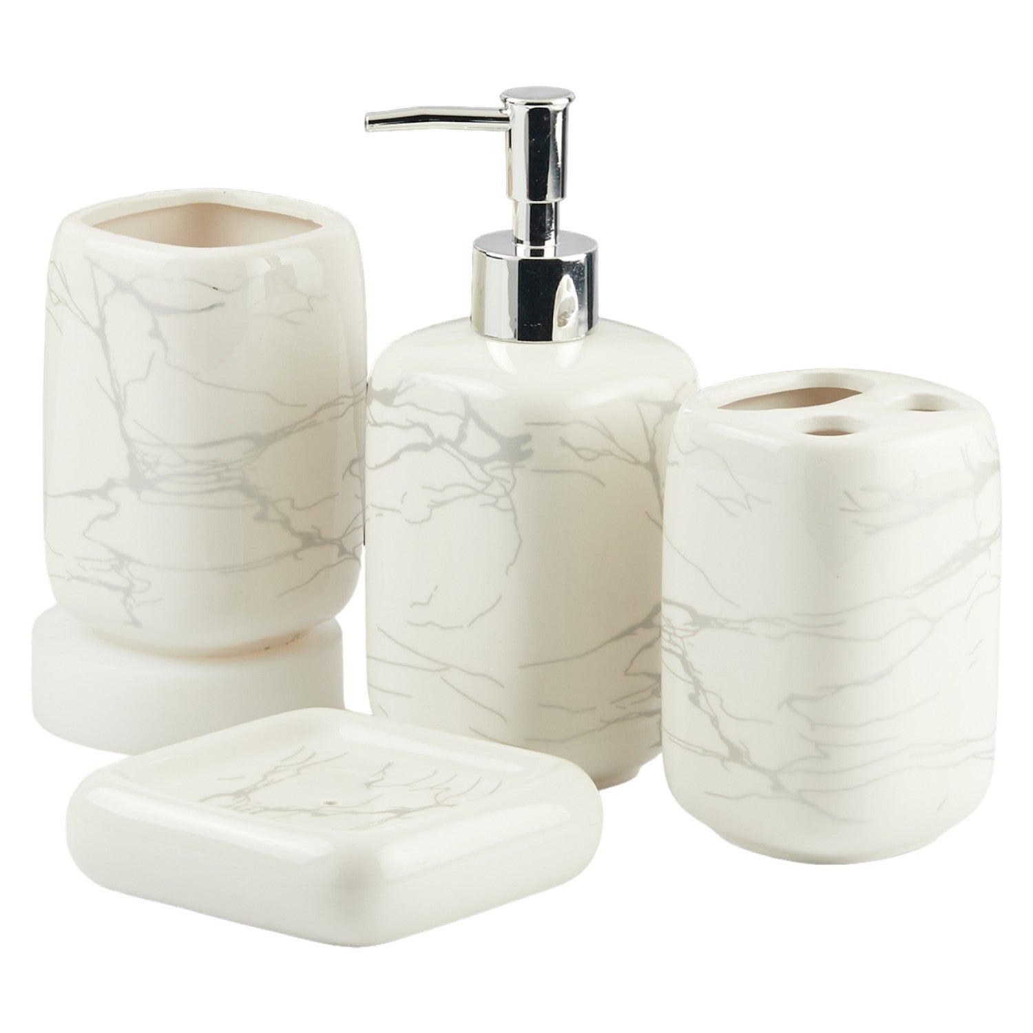 Kookee Ceramic Bathroom Sets, White, ART11130