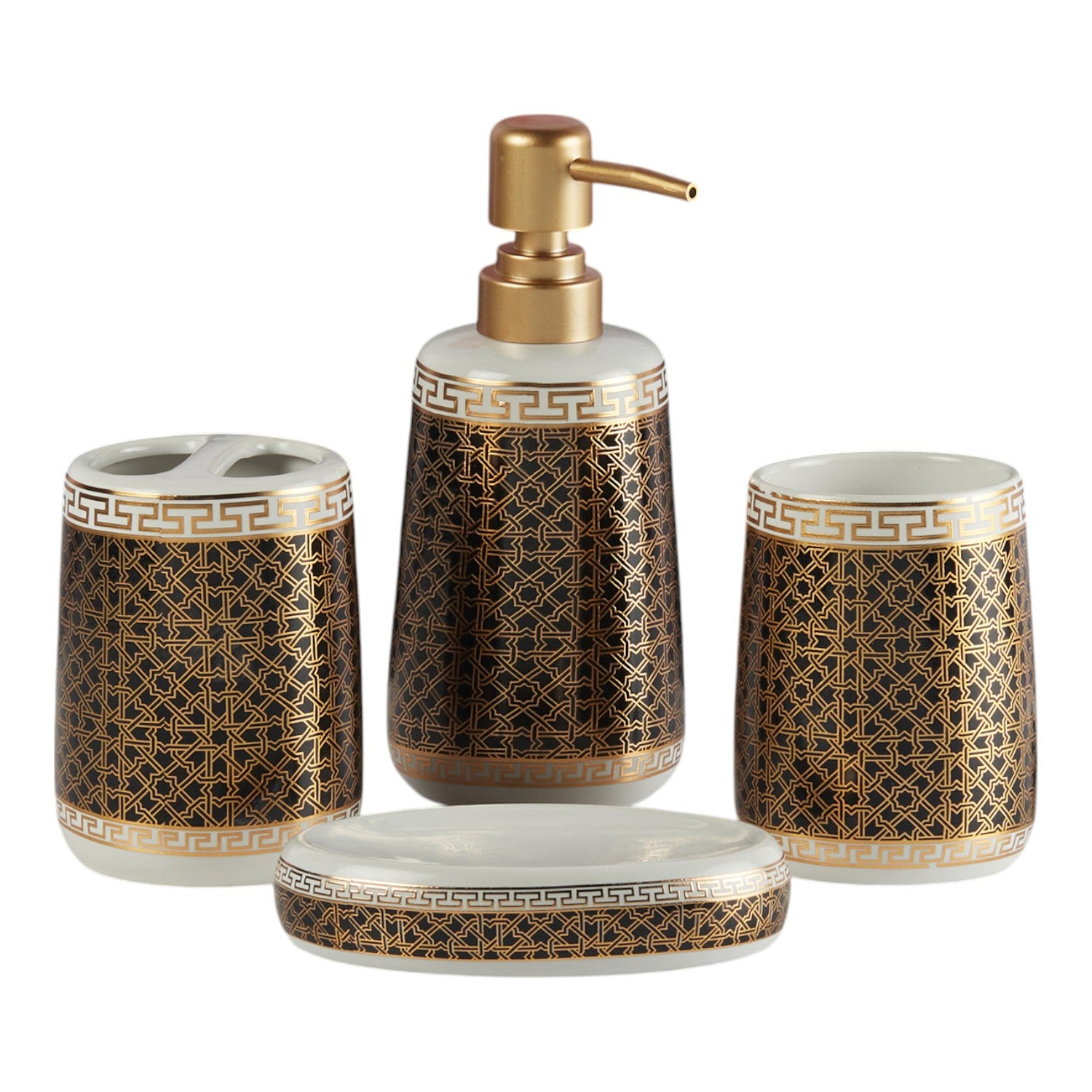 Kookee Ceramic Bathroom Sets, Black, ART11131