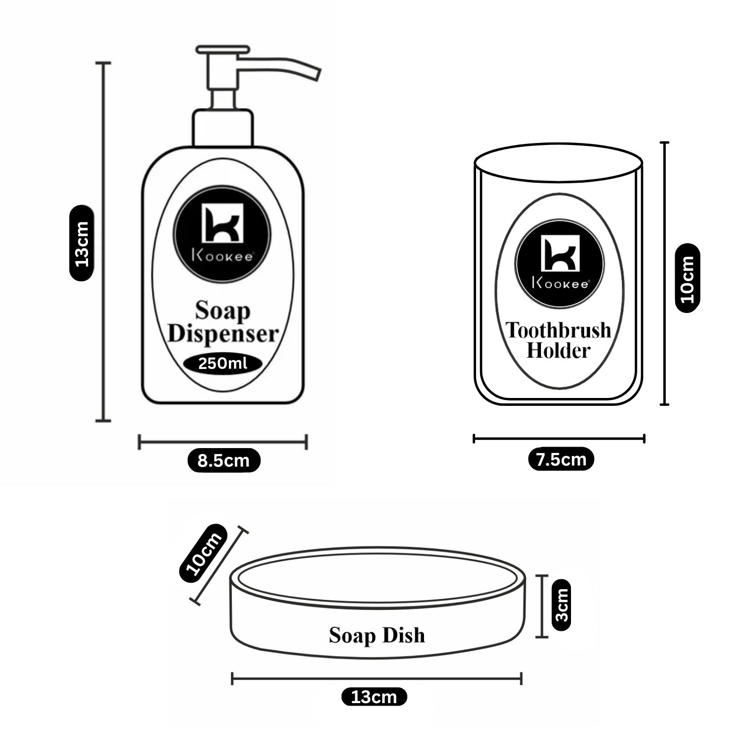 Kookee Ceramic Bathroom Sets, White, ART11139