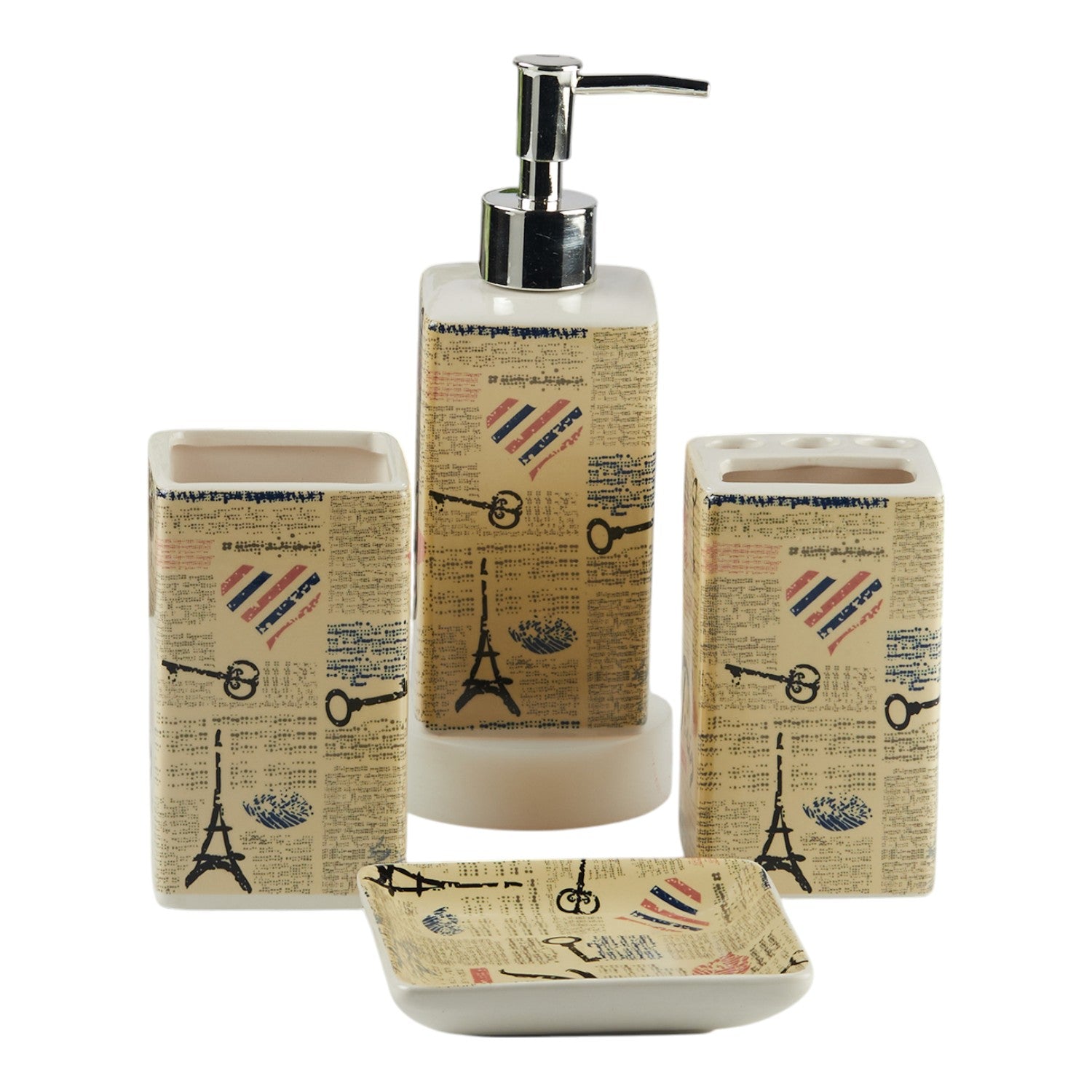 Kookee Ceramic Bathroom Sets, Multi, ART11141