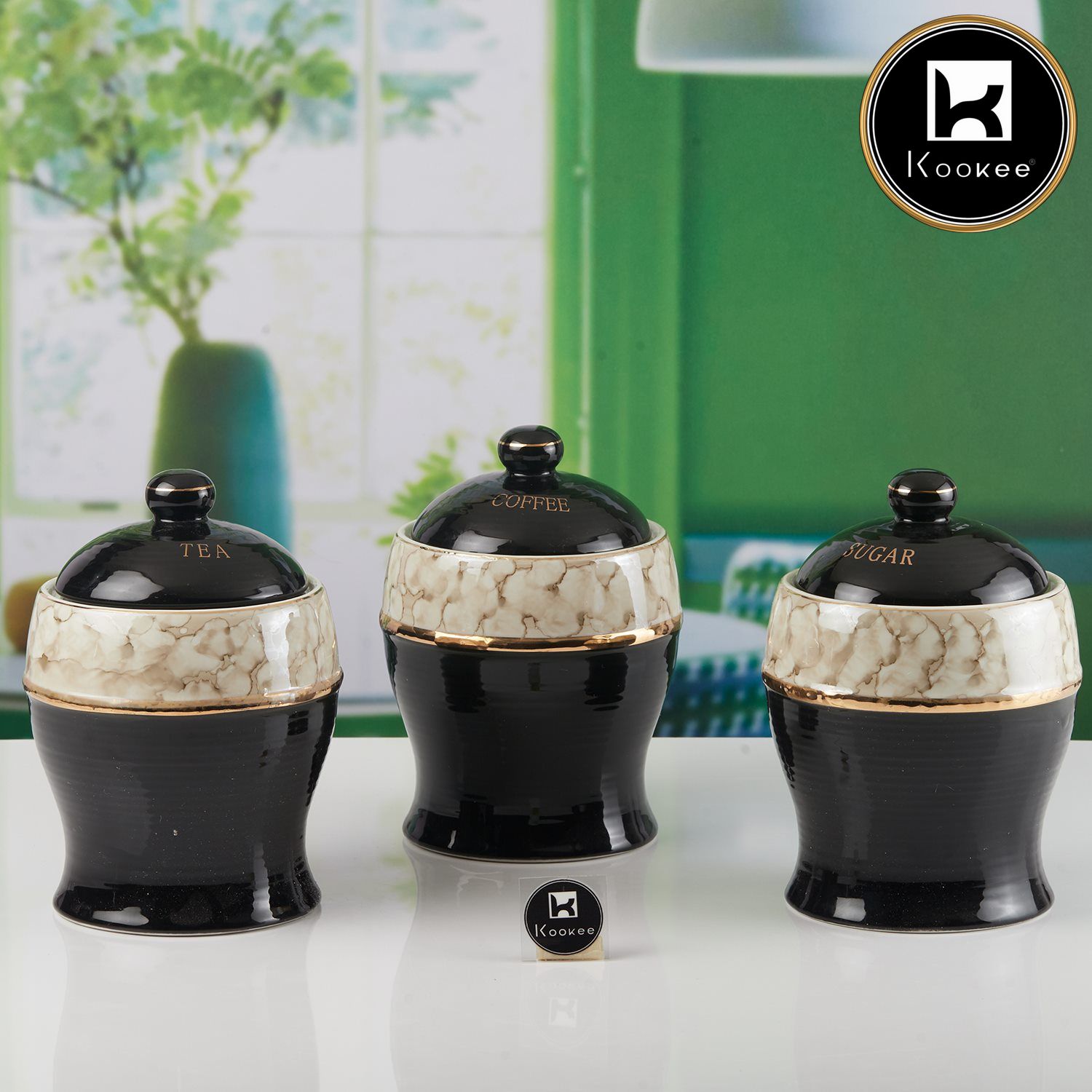 Kookee Canister Jars (Ceramic), Black, ART11147