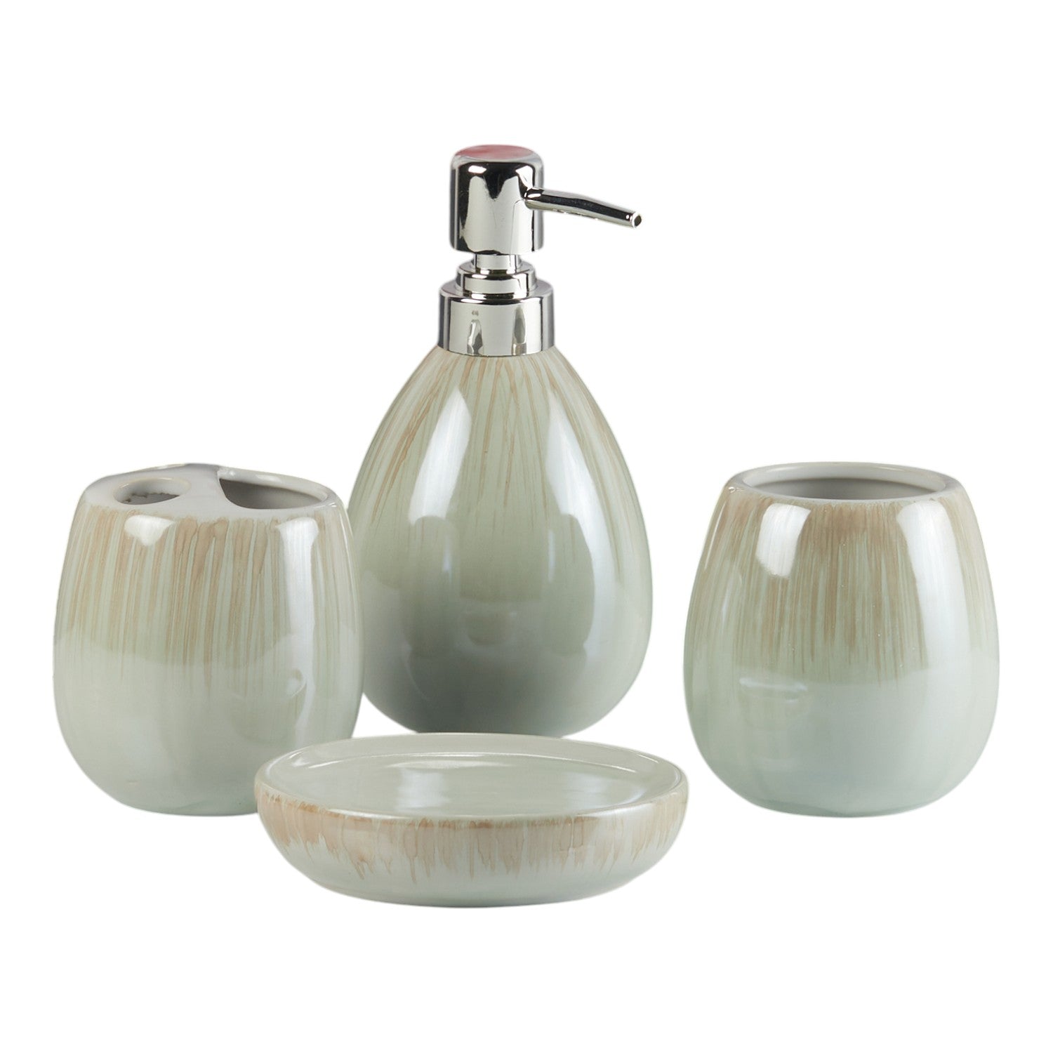 Ceramic Bathroom Accessories Set of 4 with Soap Dispenser (11153)