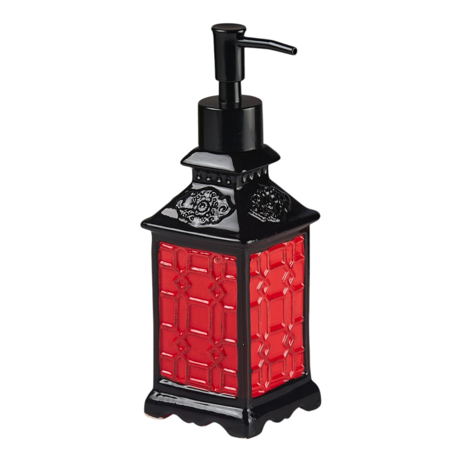 Ceramic Soap Dispenser for handwash for Bathroom, Red, (Set of 1) (11163)