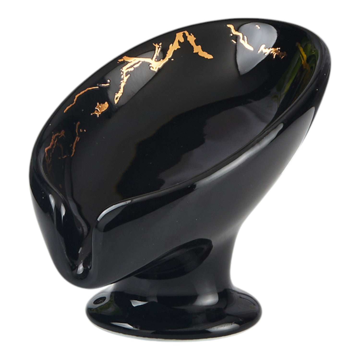 Ceramic Soap Holder Dish, Set of 1, Black (11165)