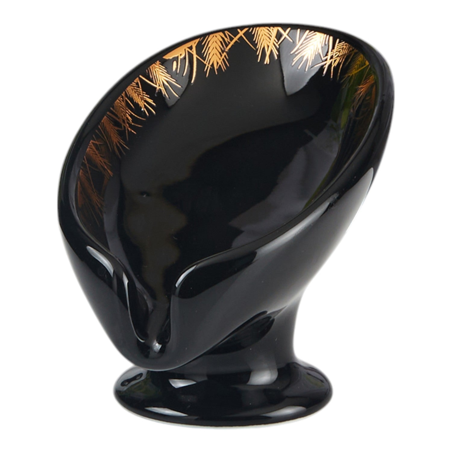 Ceramic Soap Holder Dish, Set of 1, Black (11168)