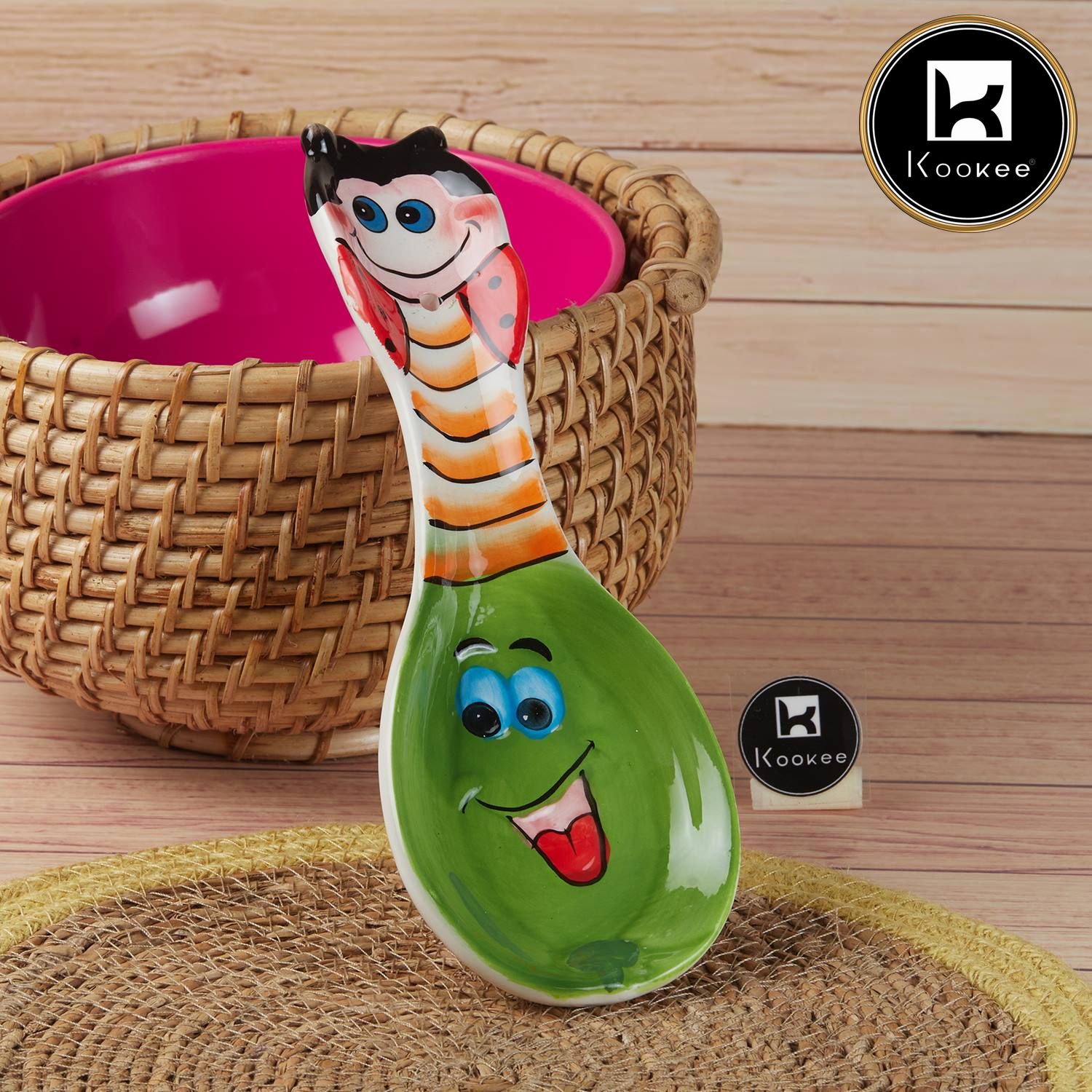 Kookee Serving Spoons, Green, ART11174