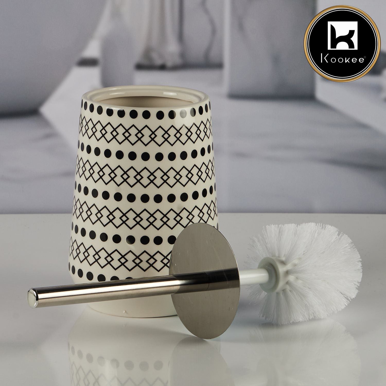 Kookee Ceramic Toilet Brush Holders, White, ART11178