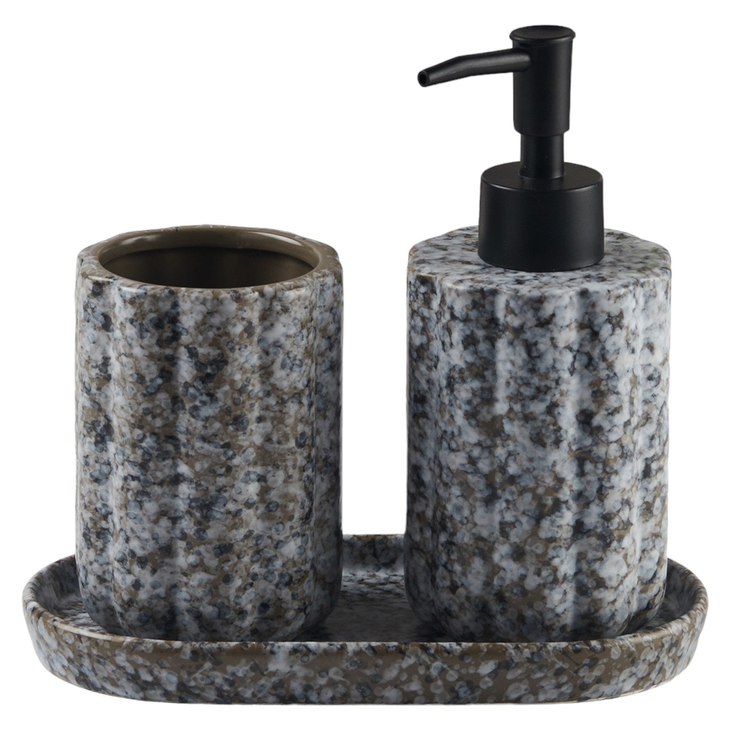 Kookee Ceramic Bathroom Sets, Grey, ART11184