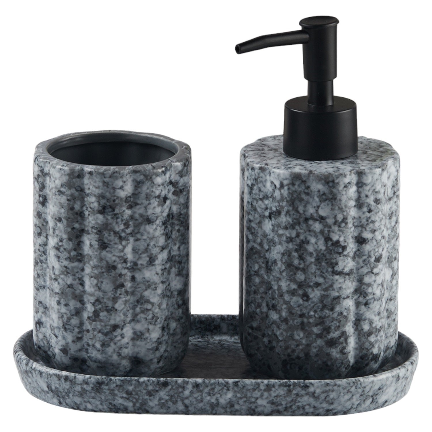 Ceramic Bathroom Accessories Set of 3 with Soap Dispenser (V-CBS-053-1)