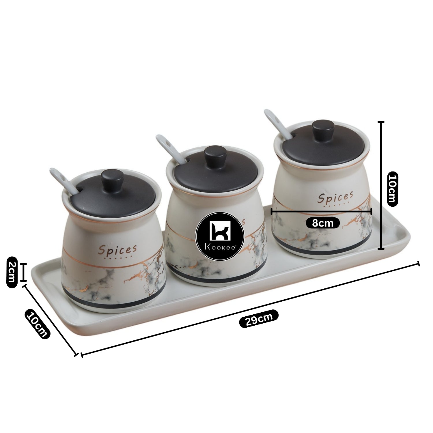 Kookee Condiment Jars, White, ART11188