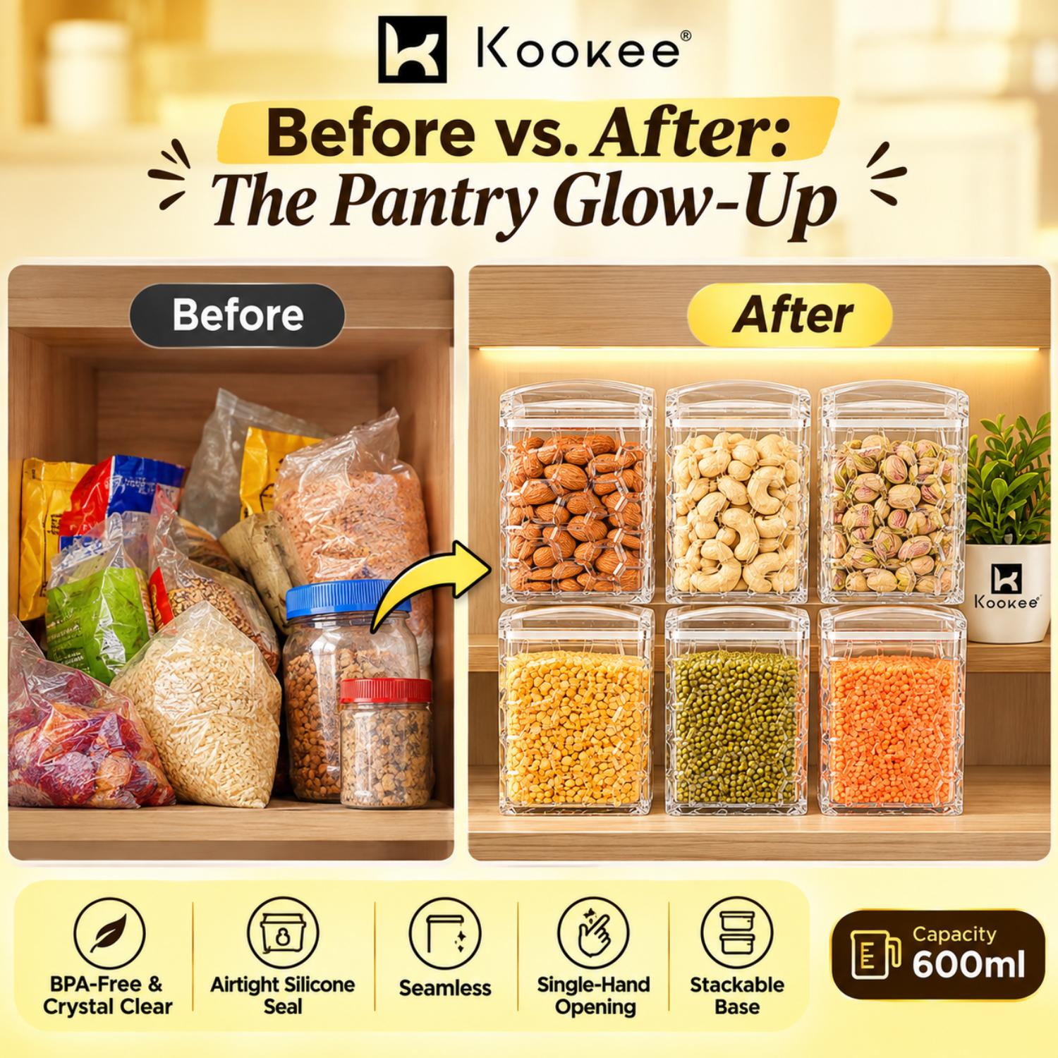 Kookee Canister Jars (Acrylic), Transparent, ART11190