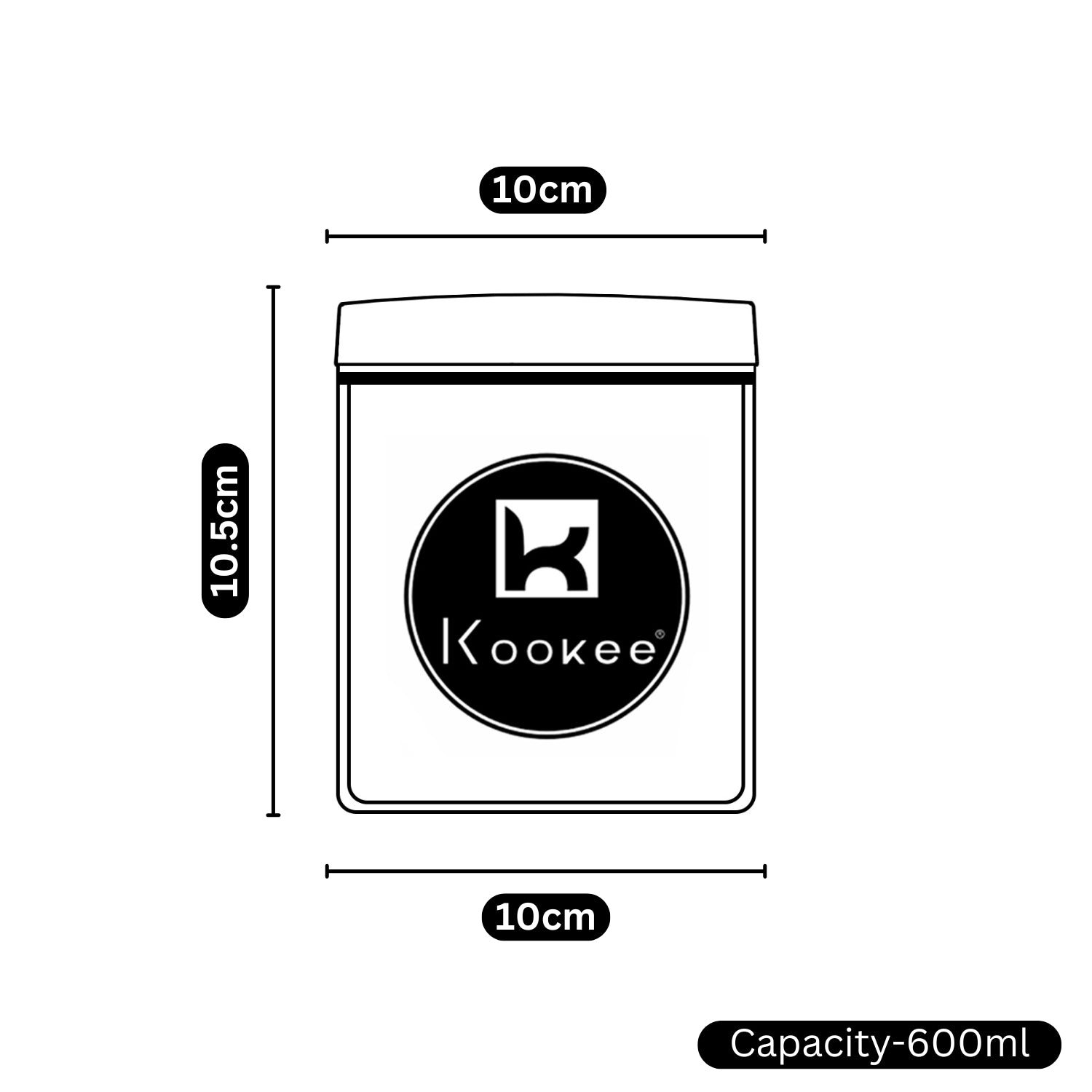 Kookee Canister Jars (Acrylic), Black, ART11202