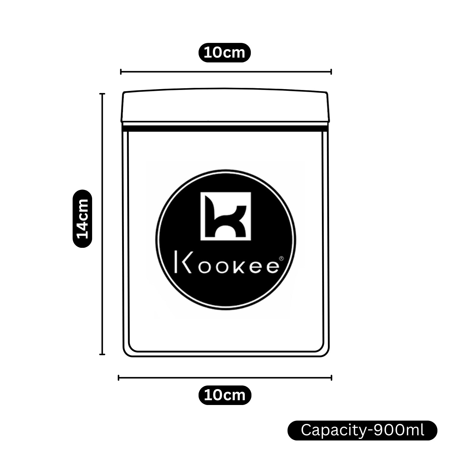 Kookee Canister Jars (Acrylic), Black, ART11203