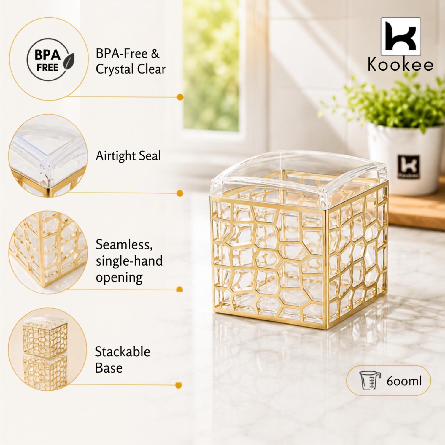 Kookee Canister Jars (Acrylic), Gold, ART11193