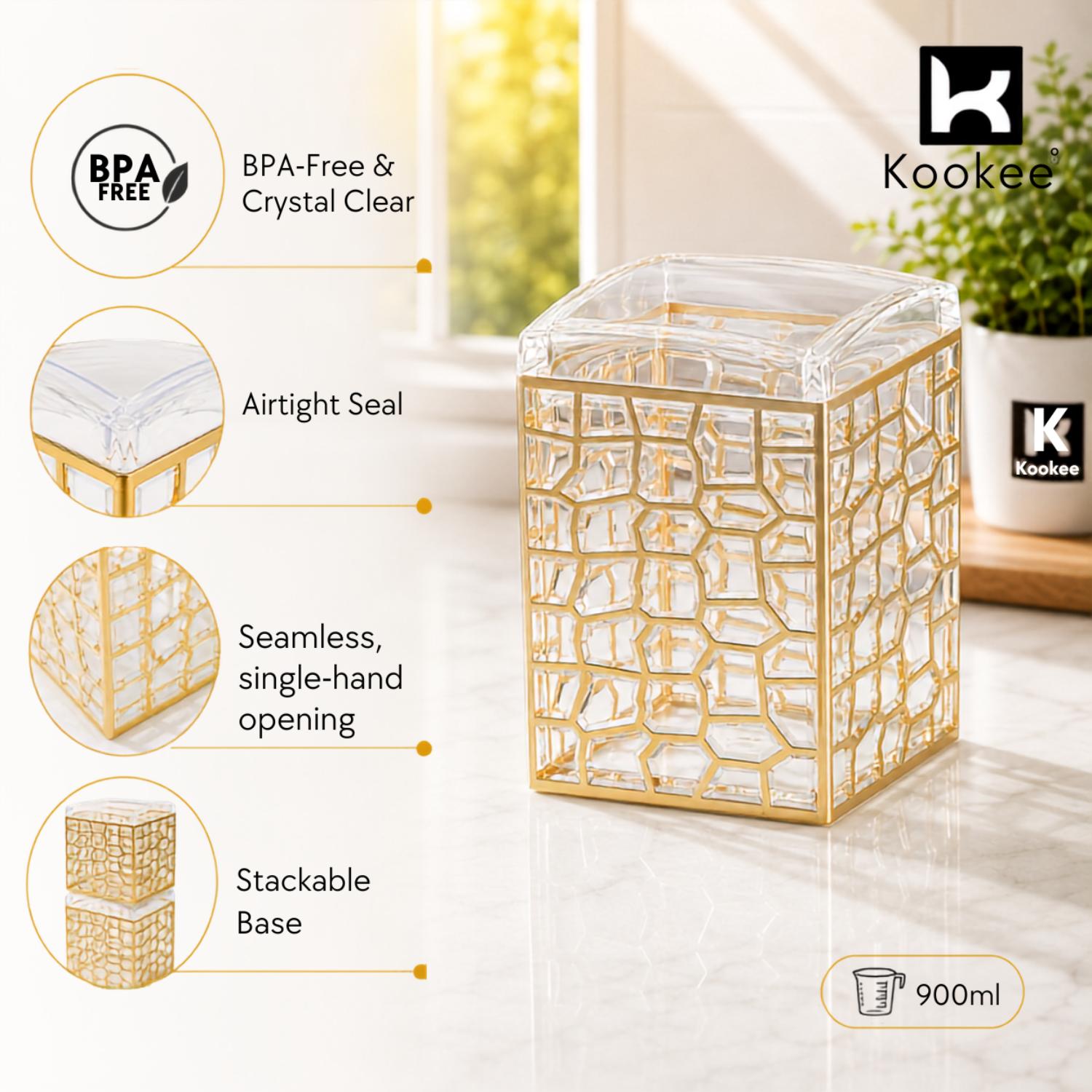 Kookee Canister Jars (Acrylic), Gold, ART11194