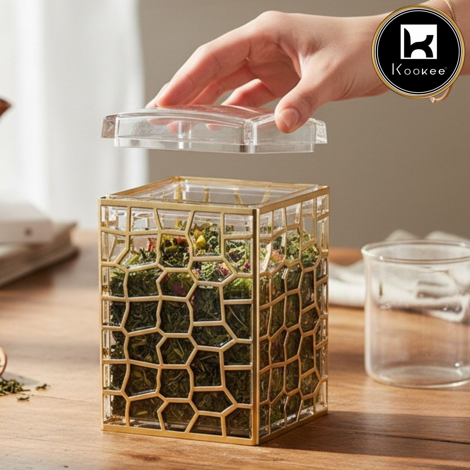 Kookee Canister Jars (Acrylic), Gold, ART11194