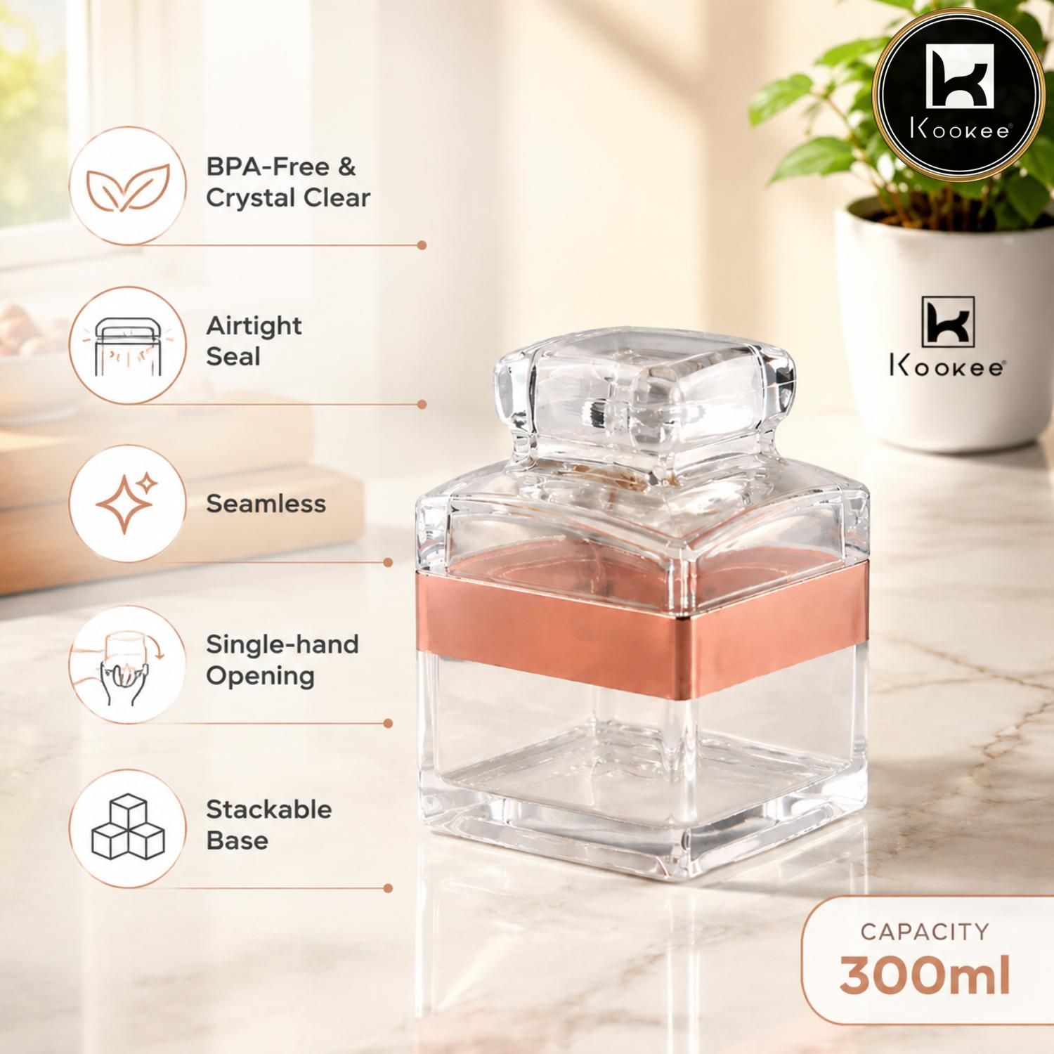 Kookee Canister Jars (Acrylic), Rose Gold, ART11205