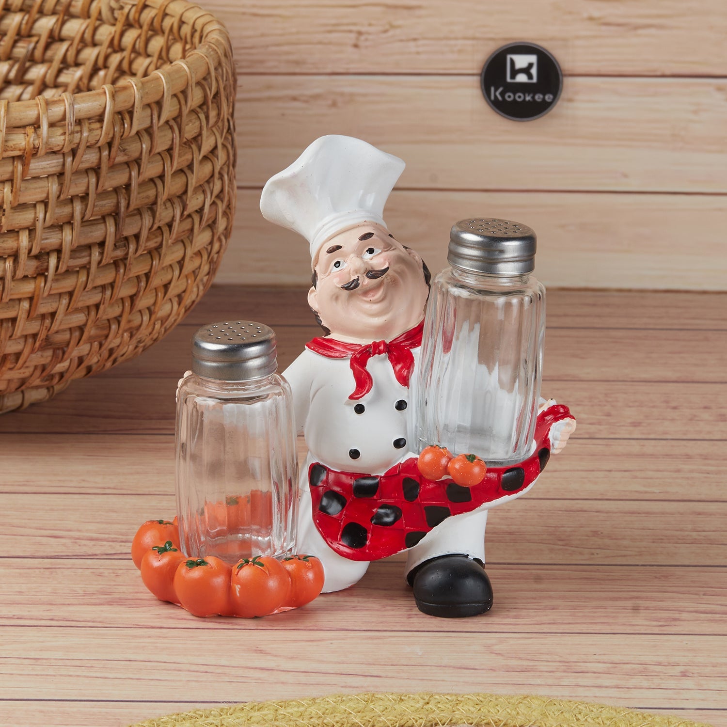 Polyresin Chef Salt and Pepper Shakers Set holder, Set of 1 (11208)
