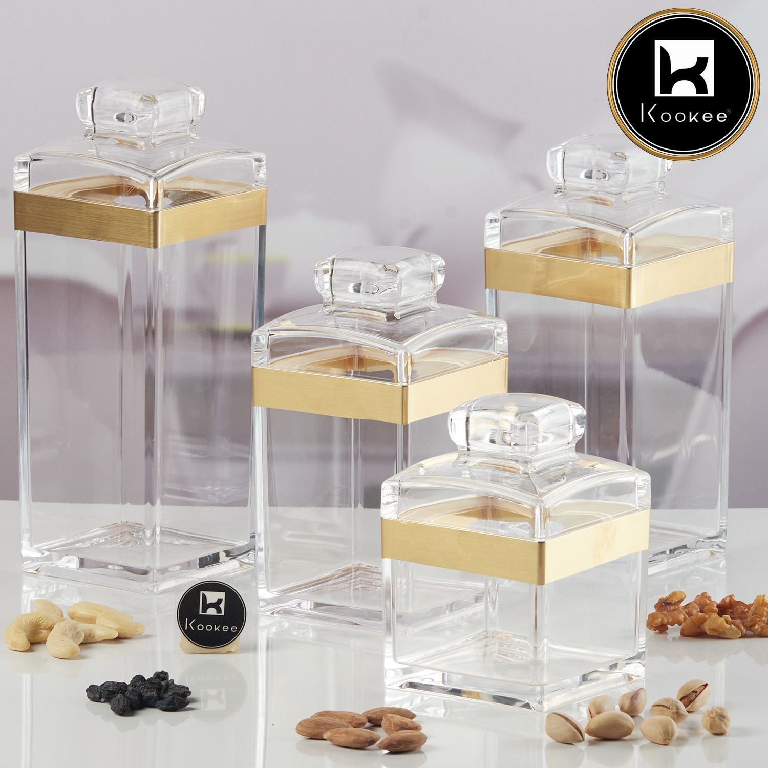 Kookee Canister Jars (Acrylic), Gold, ART11212