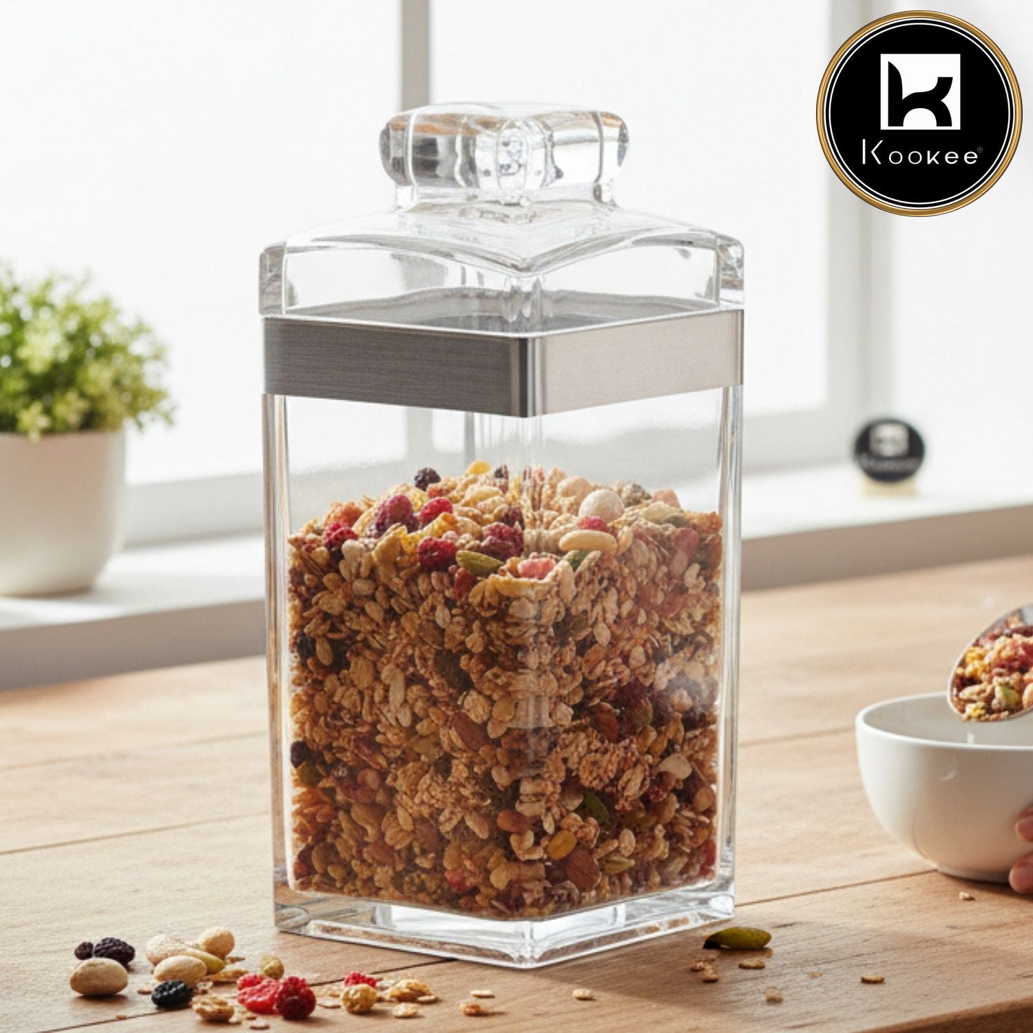 Kookee Canister Jars (Acrylic), Silver, ART11215