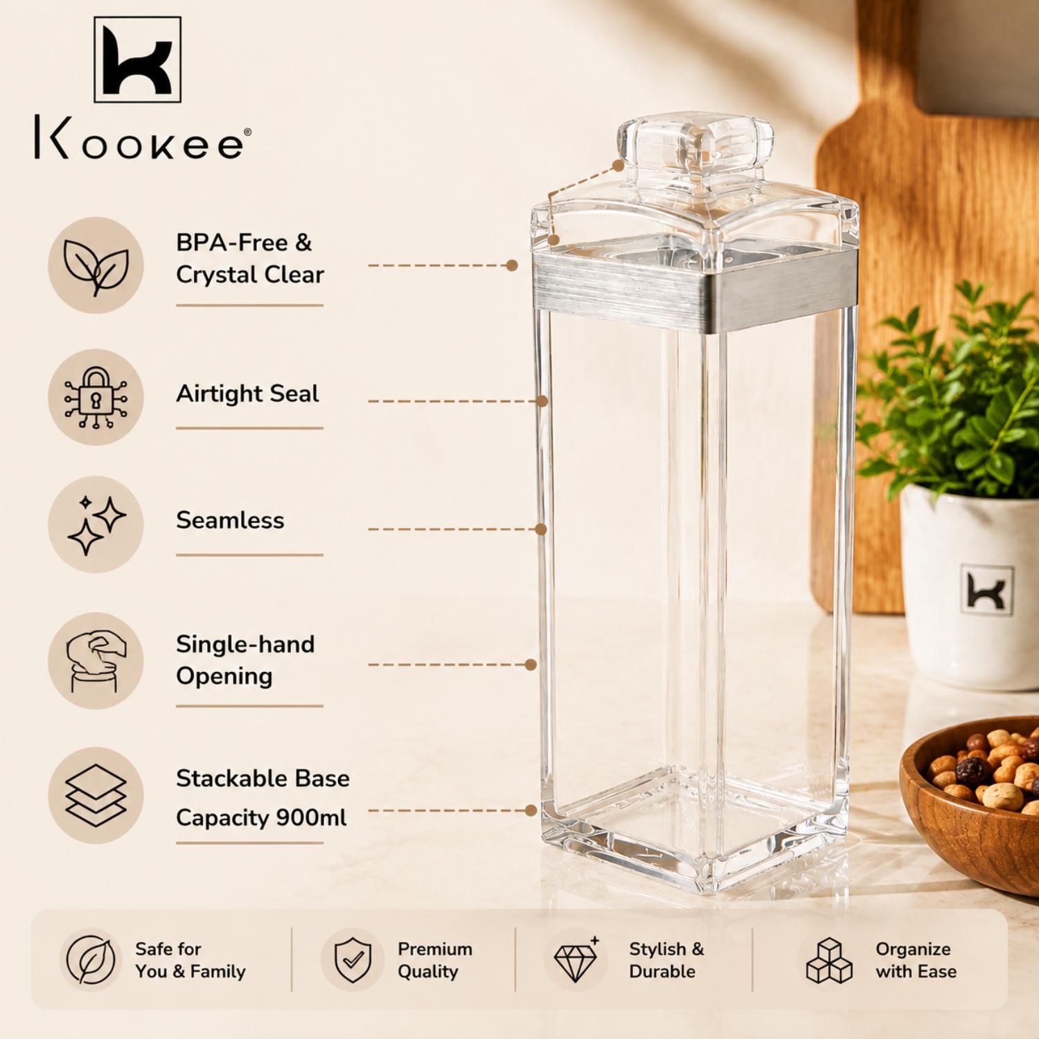 Kookee Canister Jars (Acrylic), Silver, ART11216