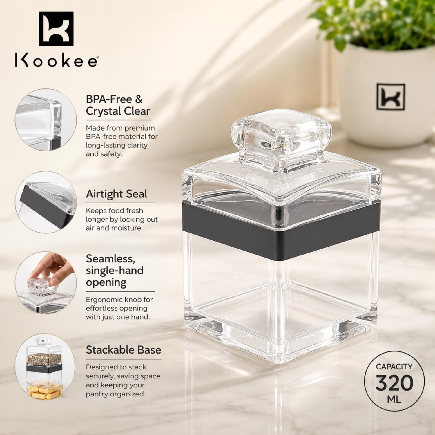 Kookee Canister Jars (Acrylic), Black, ART11217
