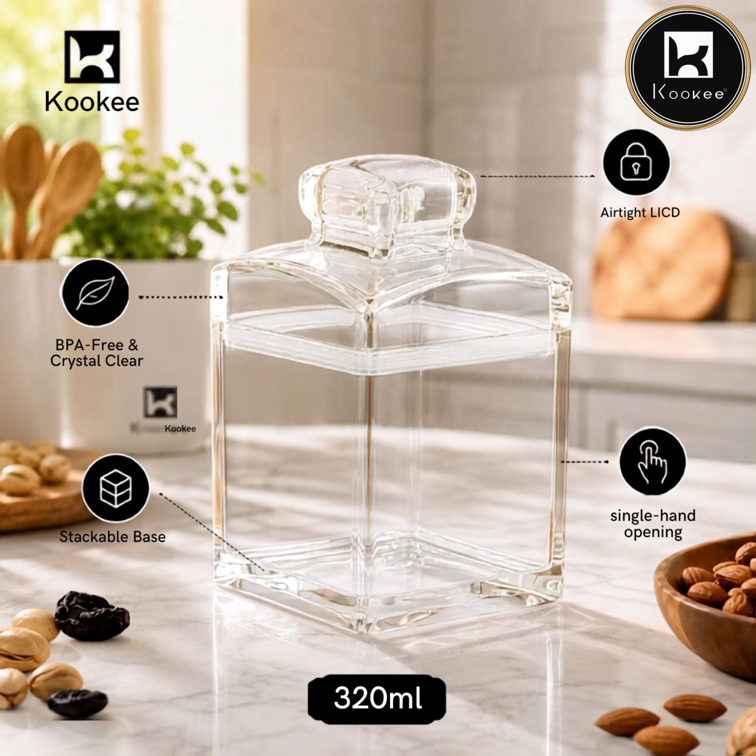 Kookee Canister Jars (Acrylic), Transparent, ART11222