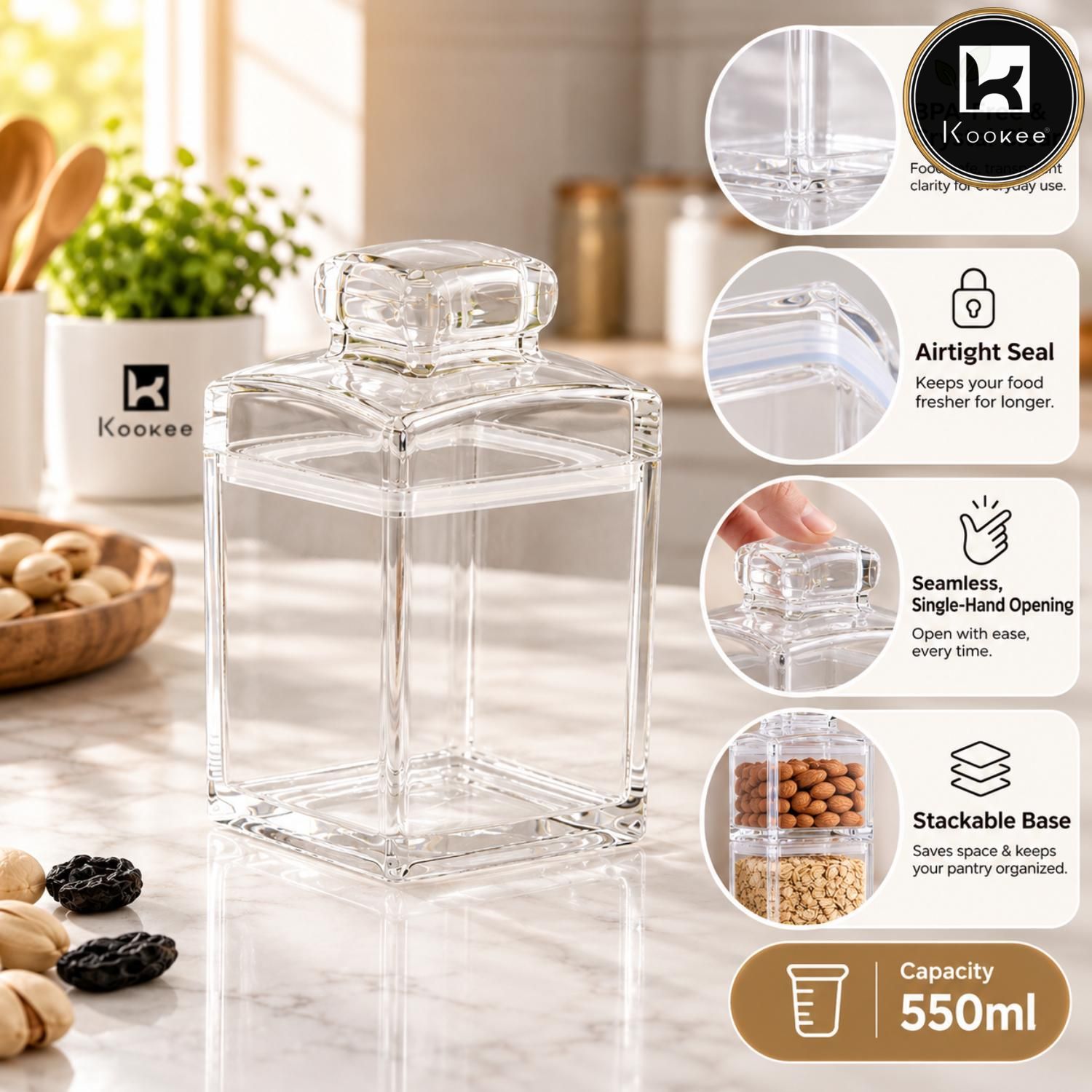 Kookee Canister Jars (Acrylic), Transparent, ART11223