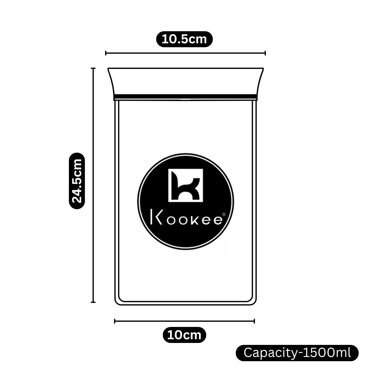 Kookee Canister Jars (Acrylic), Black, ART11083