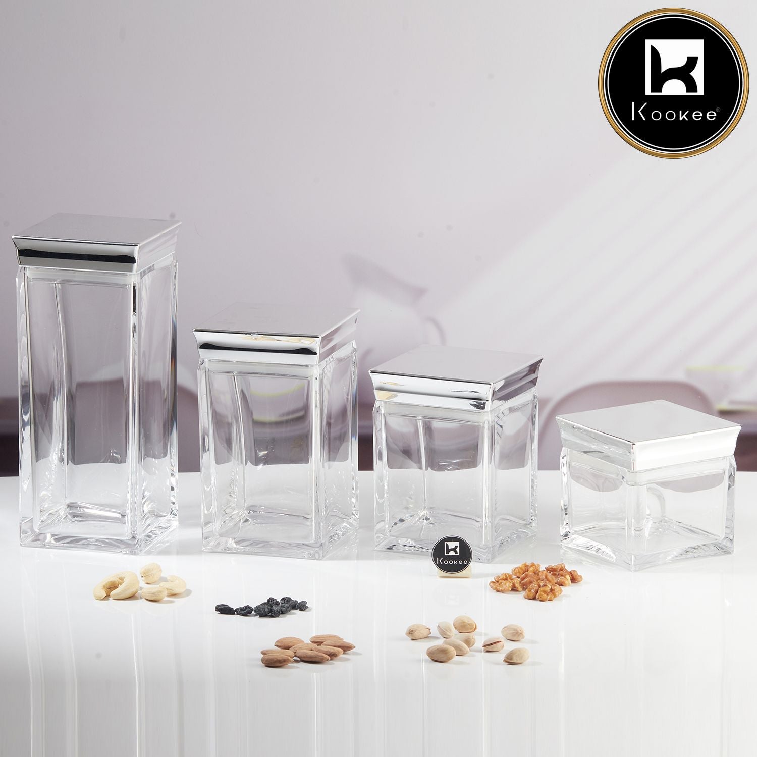 Kookee Canister Jars (Acrylic), Silver, ART11237