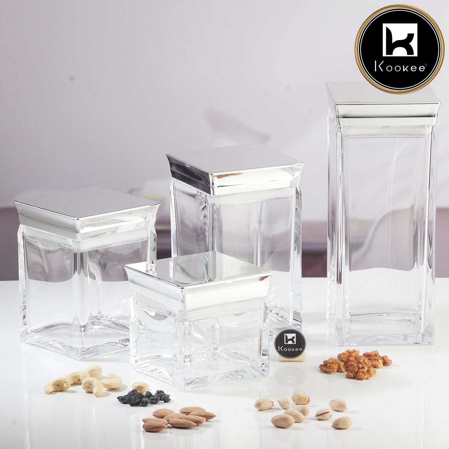 Kookee Canister Jars (Acrylic), Silver, ART11237