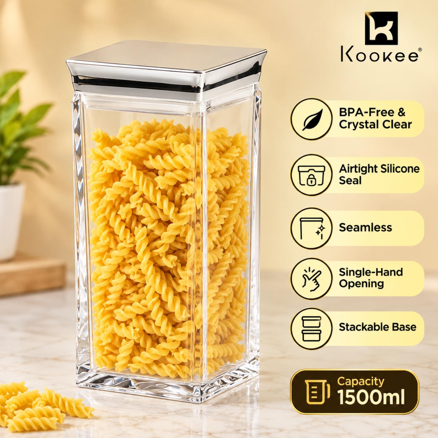Kookee Canister Jars (Acrylic), Silver, ART11239