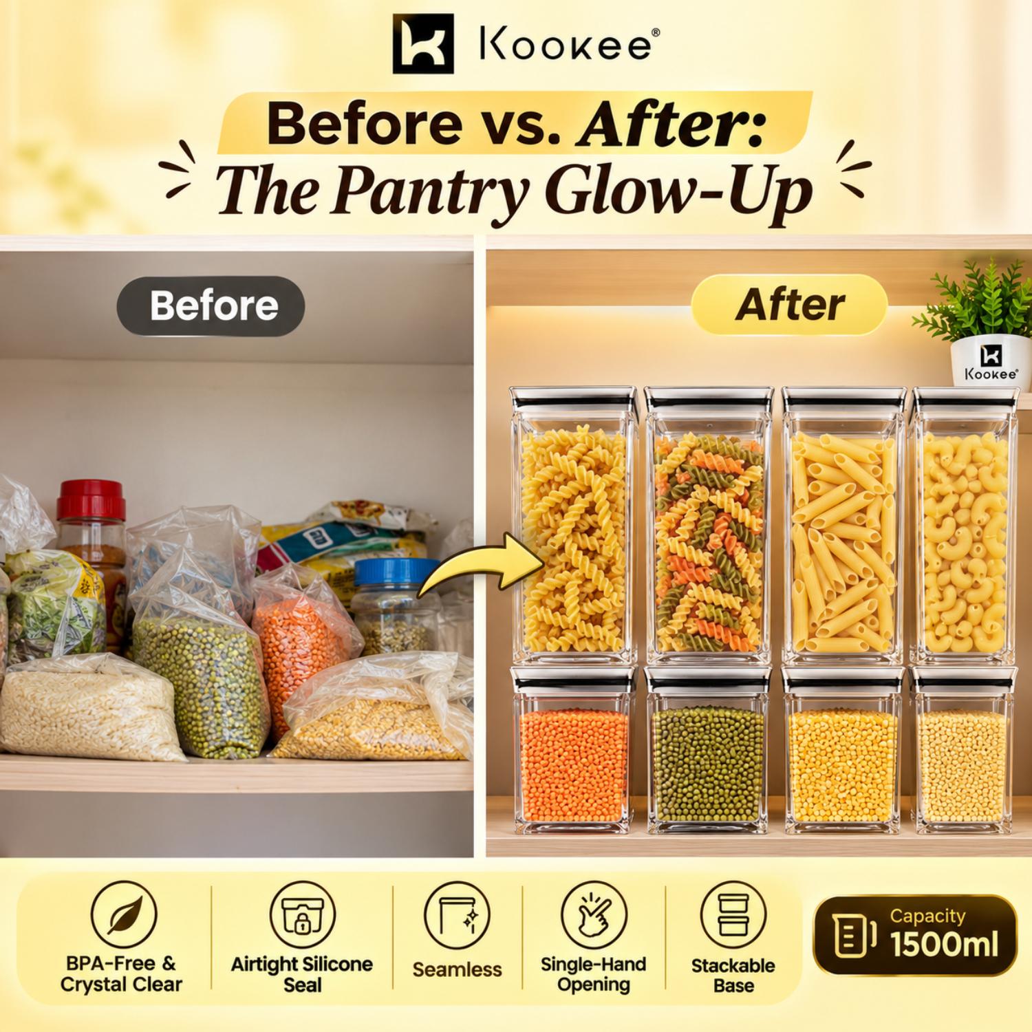 Kookee Canister Jars (Acrylic), Silver, ART11239