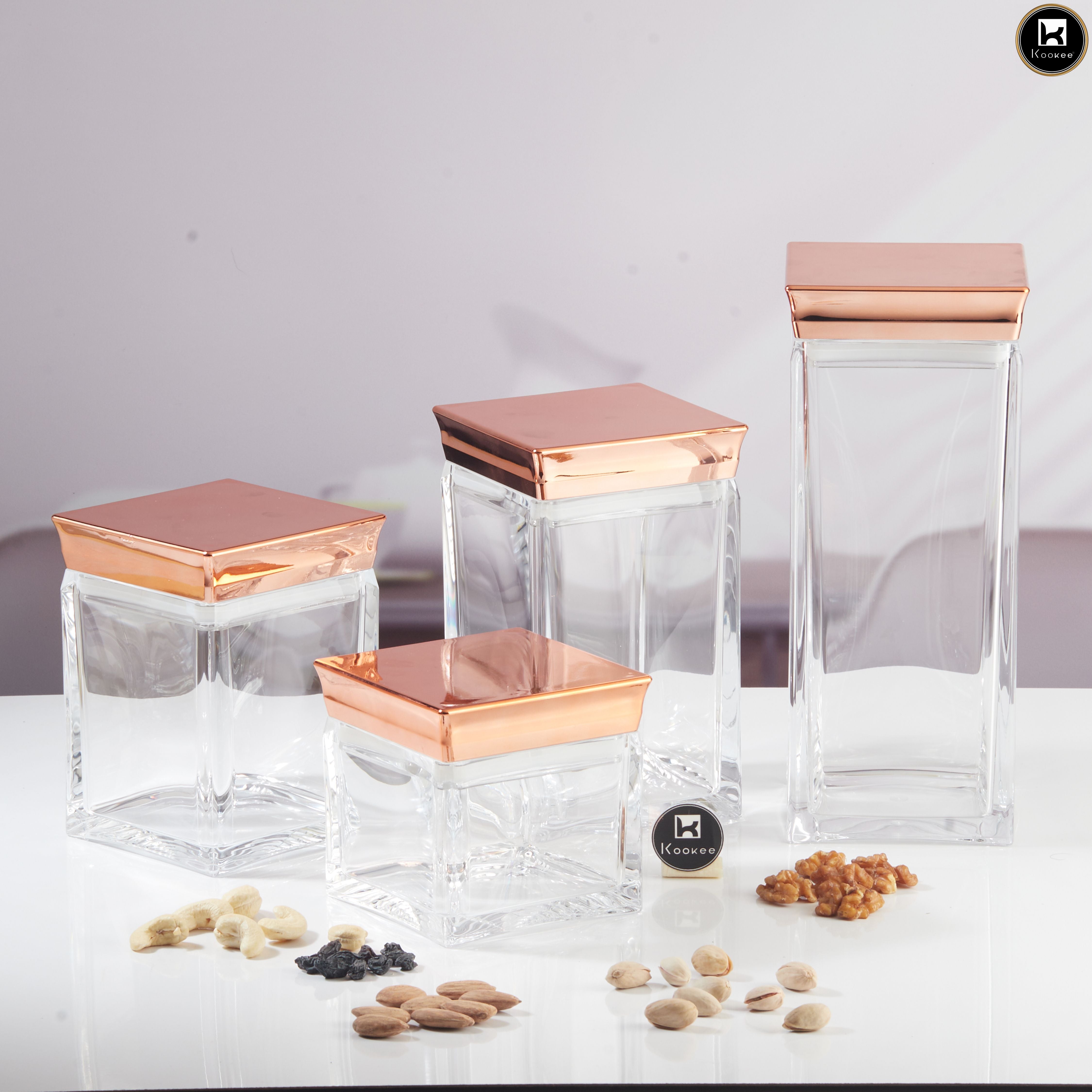 Kookee Canister Jars (Acrylic), Rose Gold, ART11243