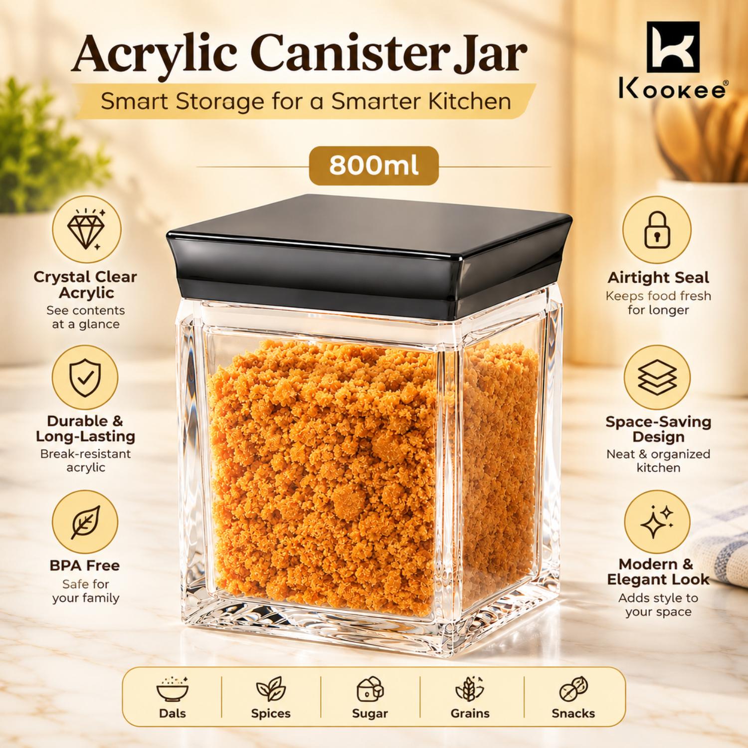 Kookee Canister Jars (Acrylic), Black, ART11245