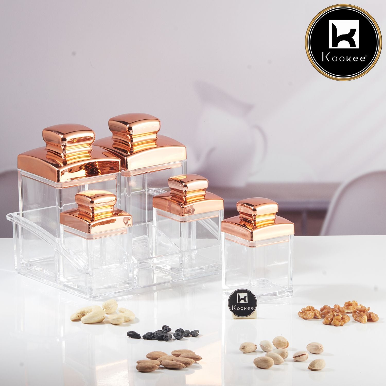 Kookee Canister Jars (Acrylic), Rose Gold, ART11248